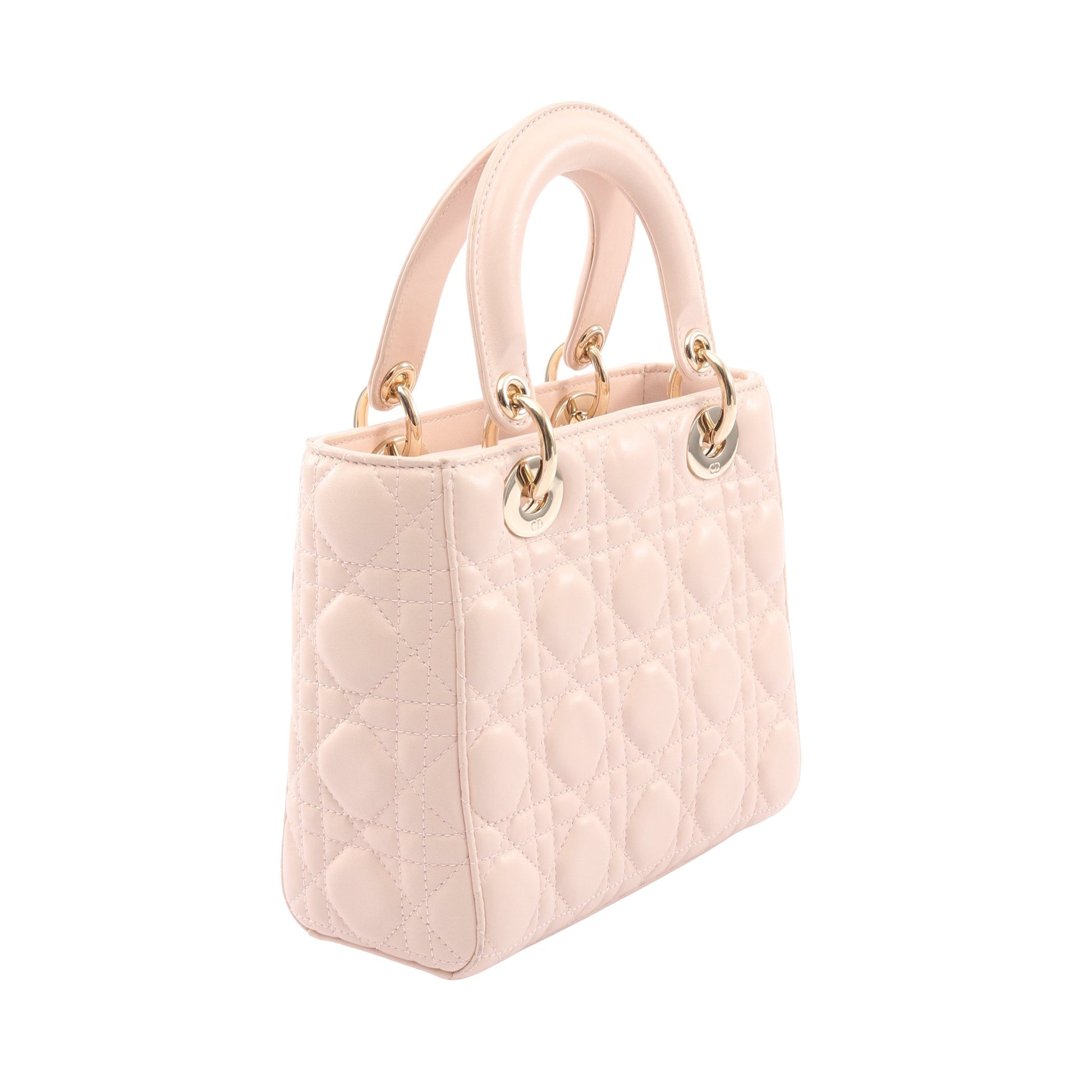 LADY DIOR MY ABCDIOR レディディオール スモール カナージュ ハンドバッグ レザー ライトピンク 2WAY クリスチャンディオール バッグ Christian Dior