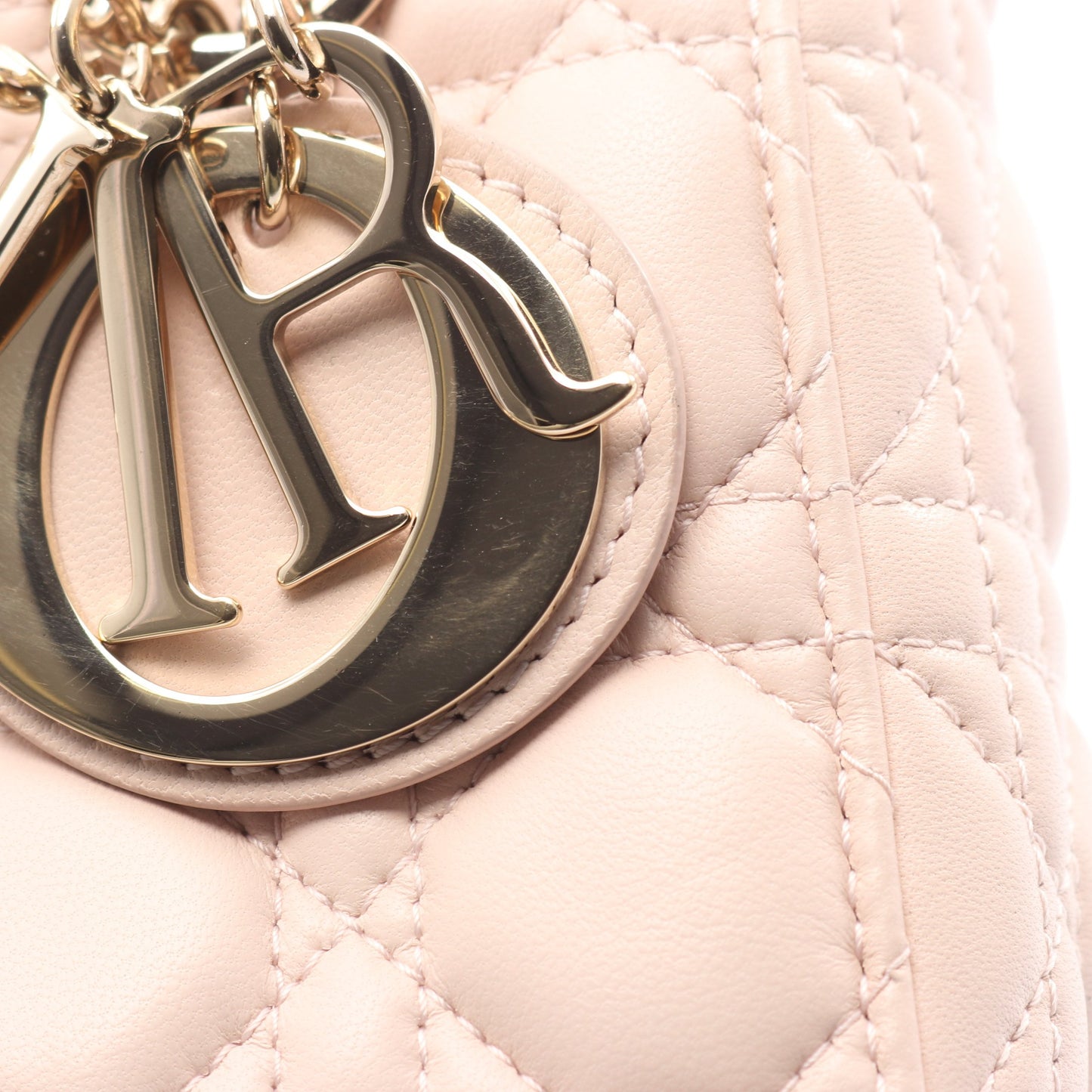 LADY DIOR MY ABCDIOR レディディオール スモール カナージュ ハンドバッグ レザー ライトピンク 2WAY クリスチャンディオール バッグ Christian Dior