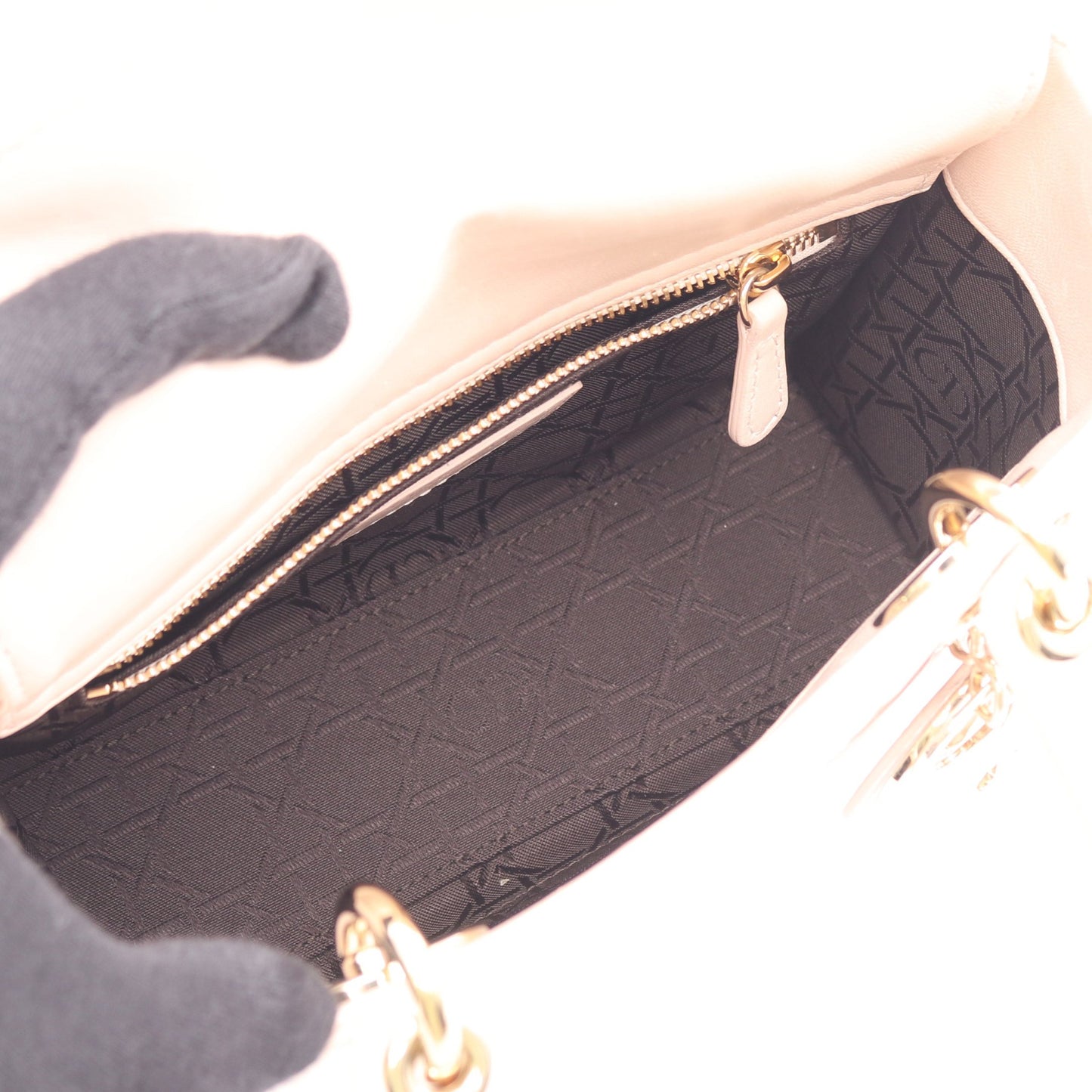 LADY DIOR MY ABCDIOR レディディオール スモール カナージュ ハンドバッグ レザー ライトピンク 2WAY クリスチャンディオール バッグ Christian Dior