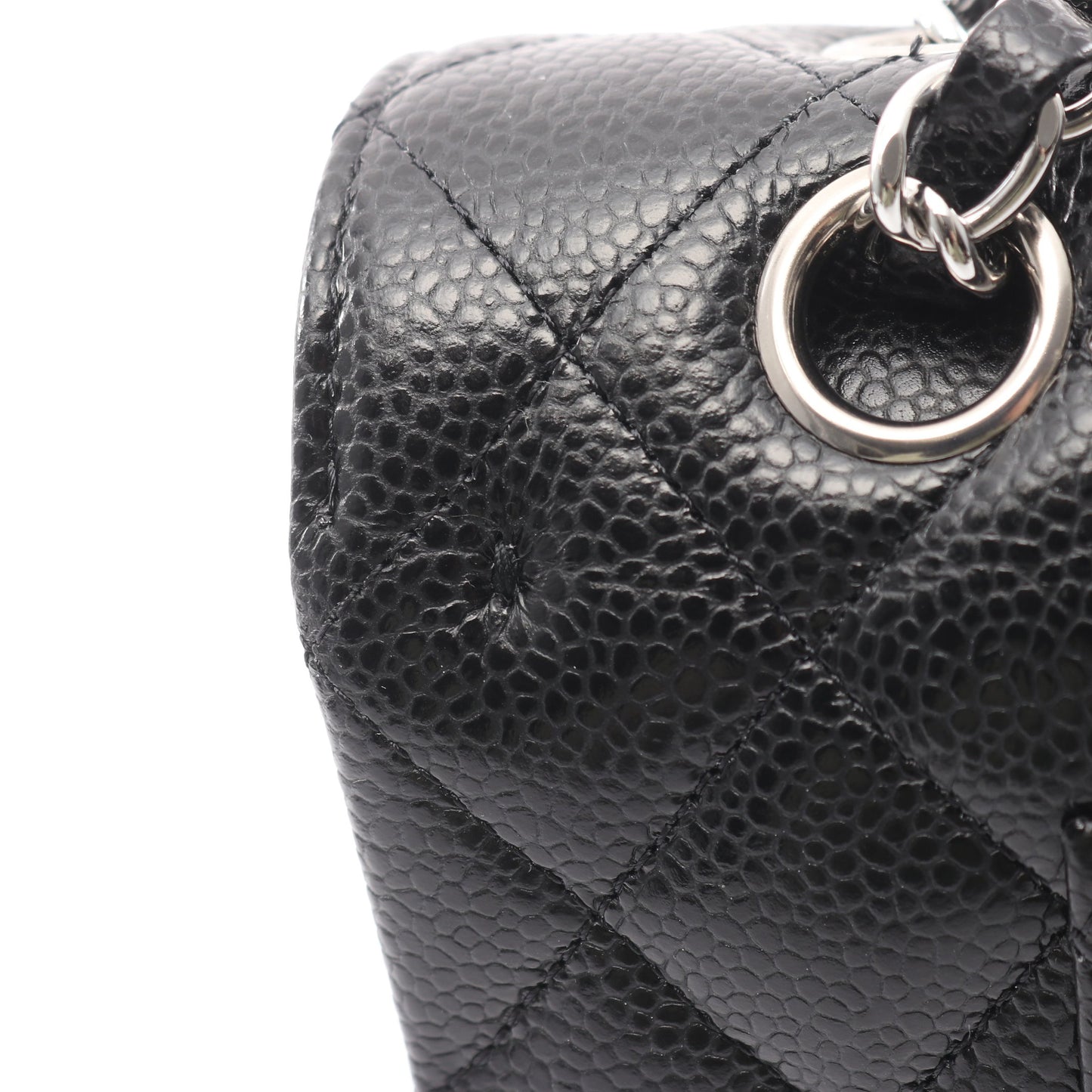 マトラッセ Wフラップ Wチェーンショルダーバッグ キャビアスキン ブラック シルバー金具 シャネル バッグ CHANEL