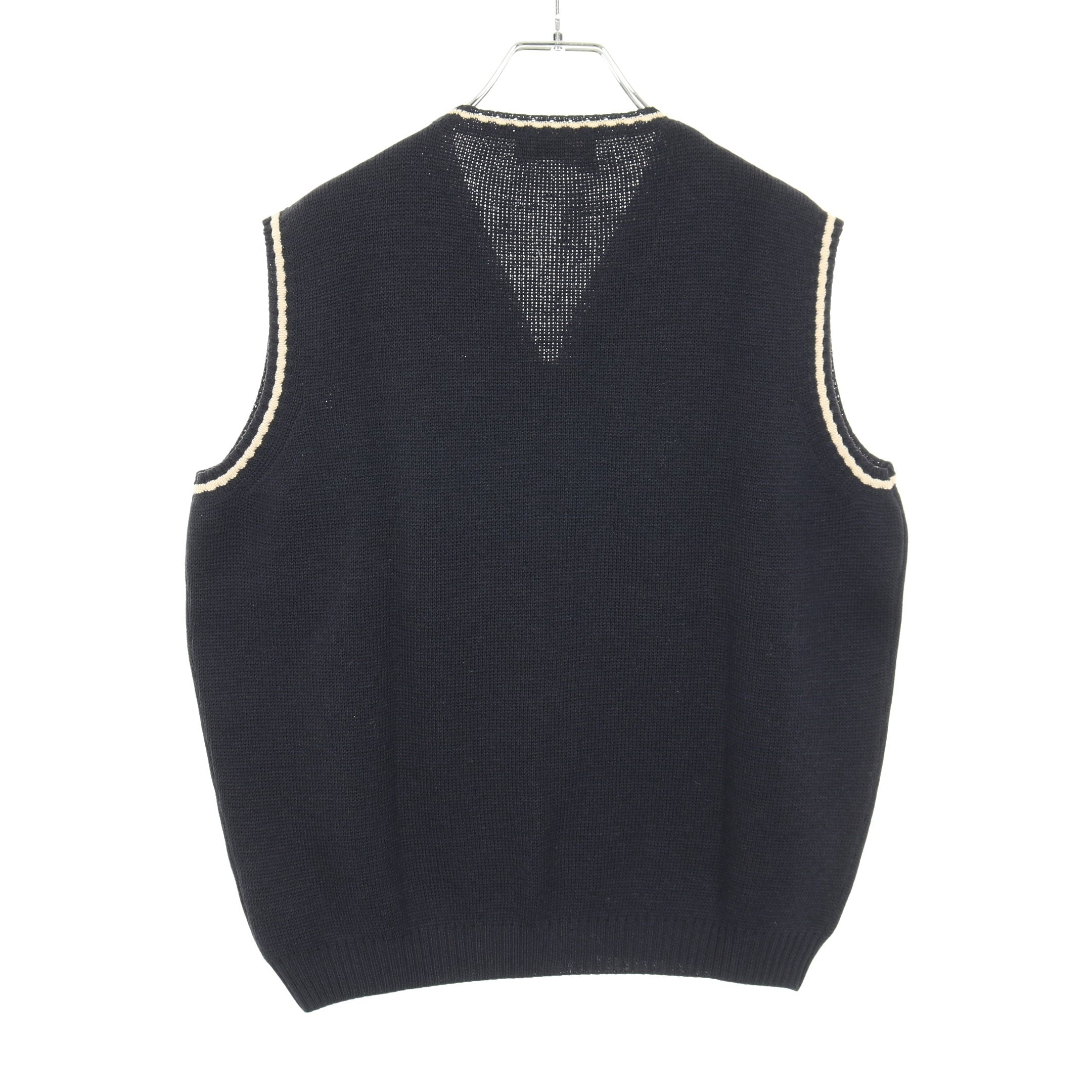 ジップアップ ニット ベスト ジレ ウール ネイビー エルメス – RECLO
