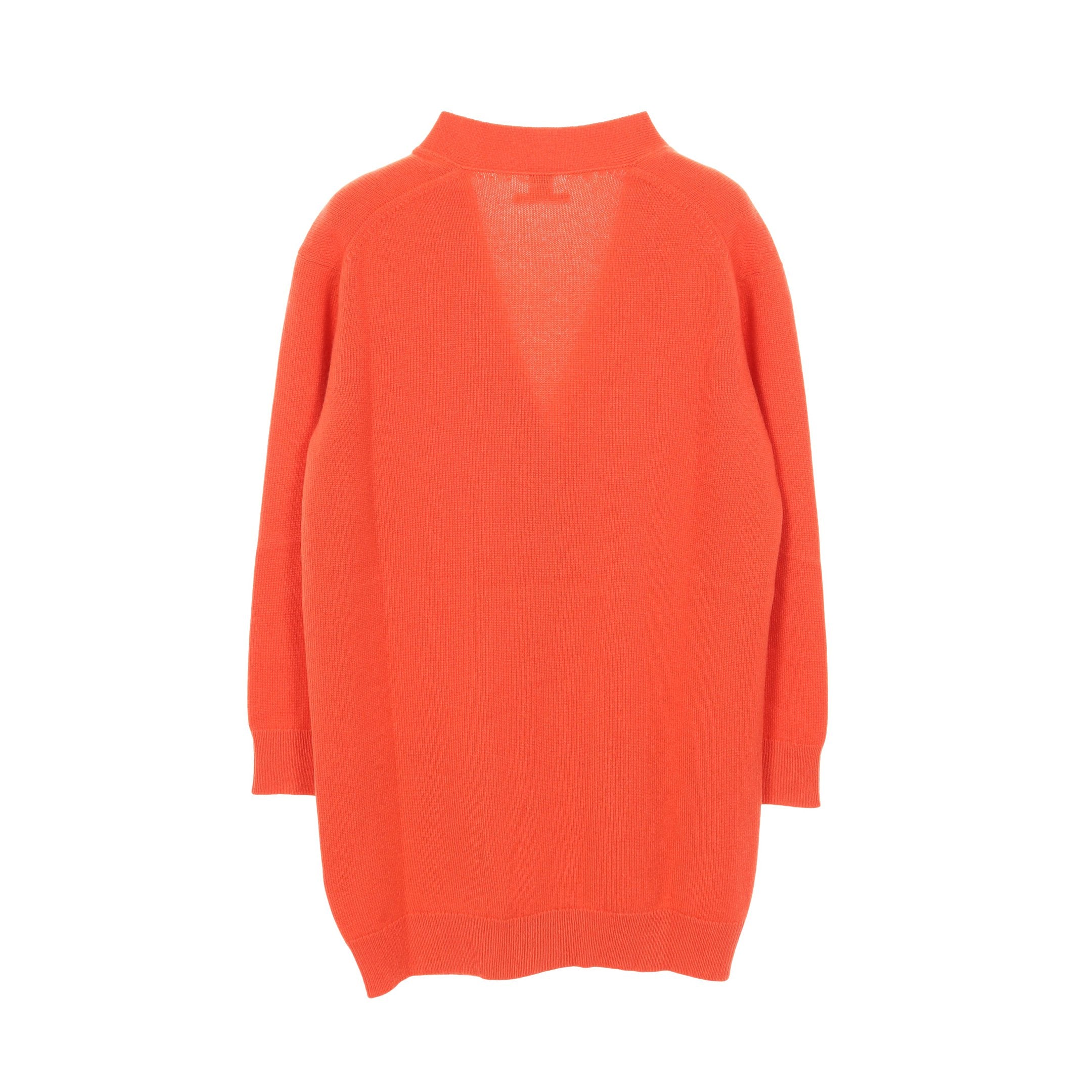 カーディガン Vネック 長袖 カシミヤ コーラルオレンジ エルメス – RECLO