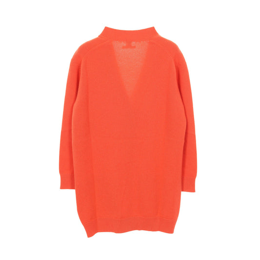 カーディガン Vネック 長袖 カシミヤ コーラルオレンジ エルメス トップス HERMES