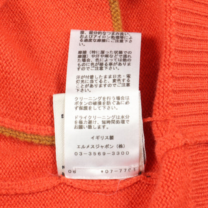 カーディガン Vネック 長袖 カシミヤ コーラルオレンジ エルメス トップス HERMES