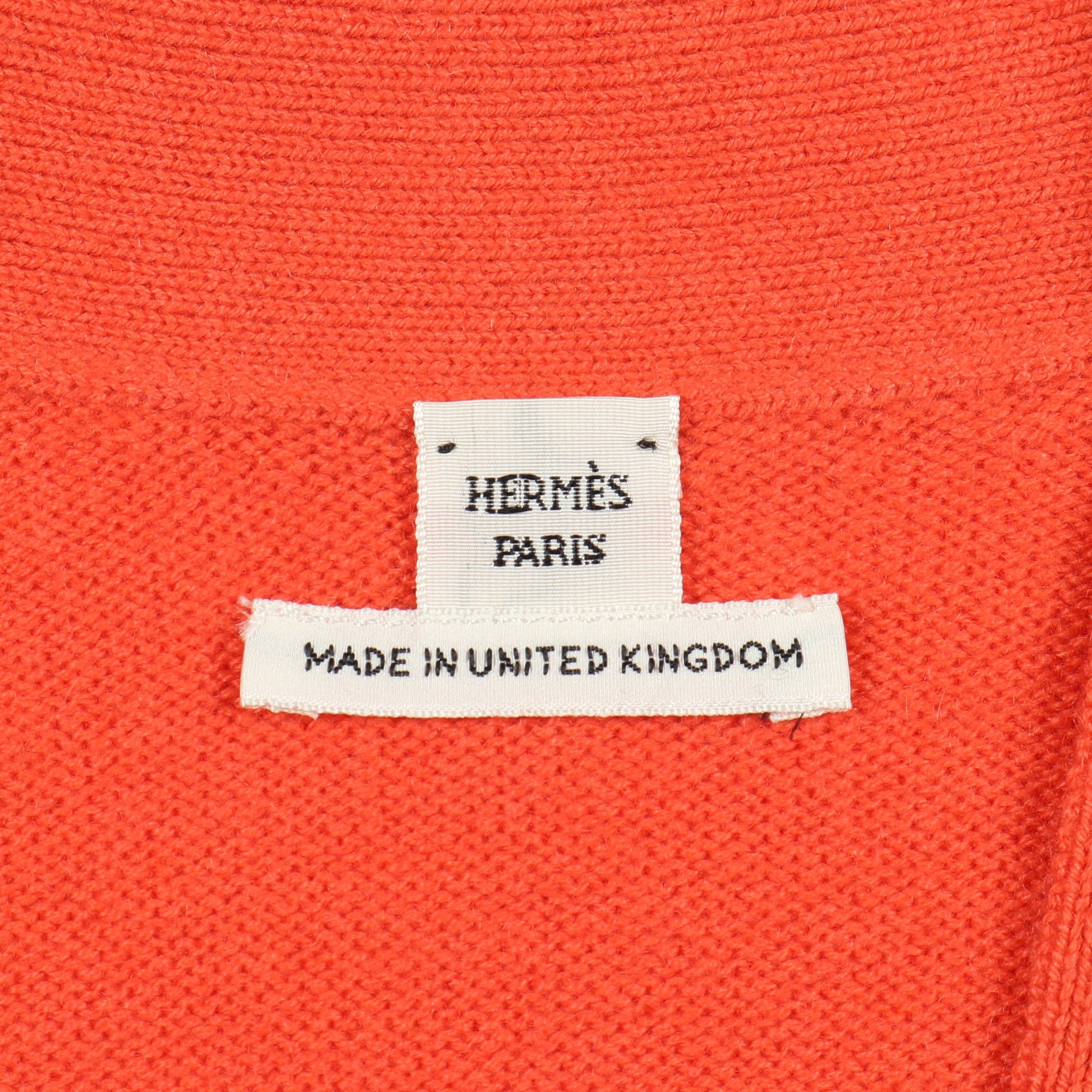 カーディガン Vネック 長袖 カシミヤ コーラルオレンジ エルメス トップス HERMES