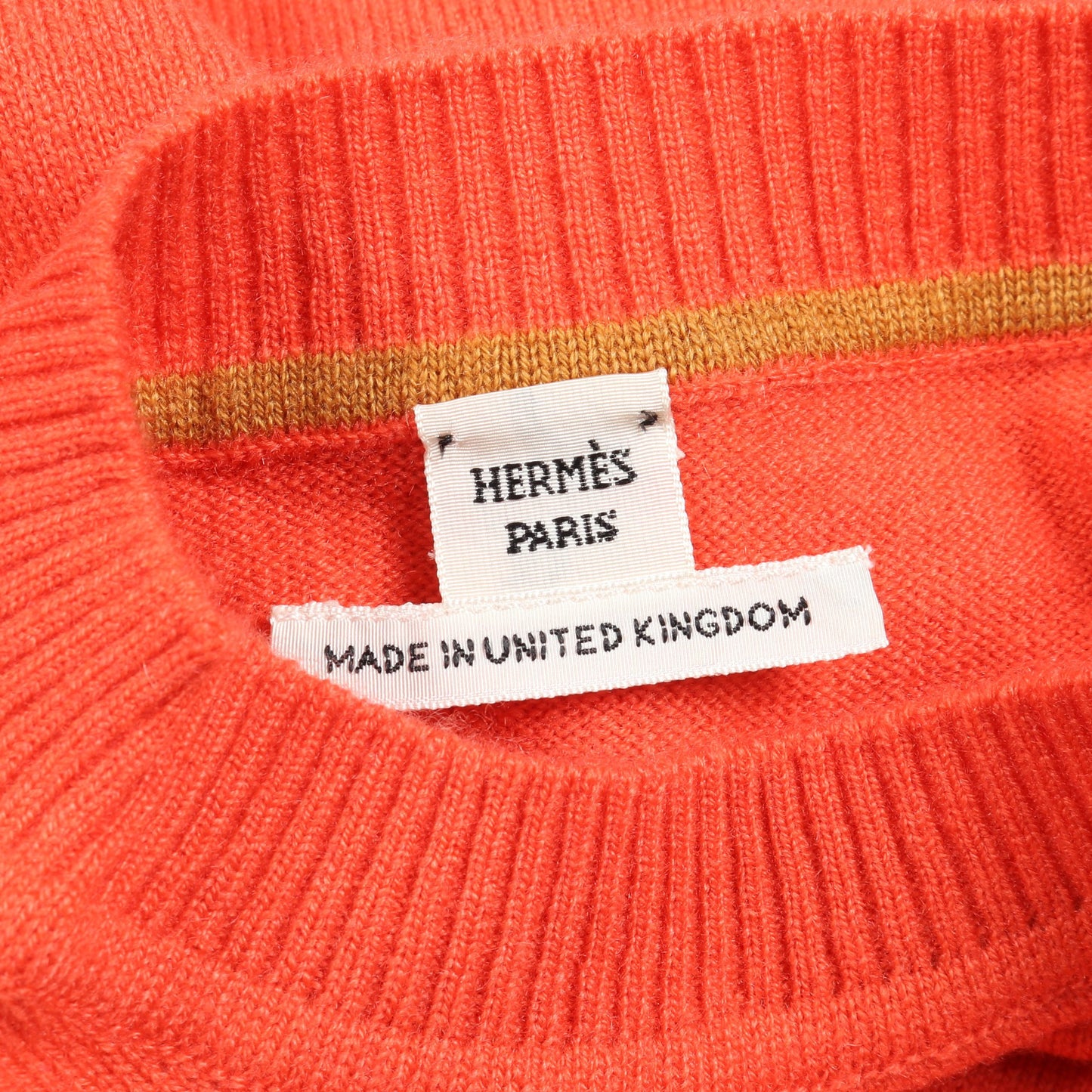 Hリフト ニット クルーネック 半袖 カシミヤ オレンジレッド エルメス トップス HERMES