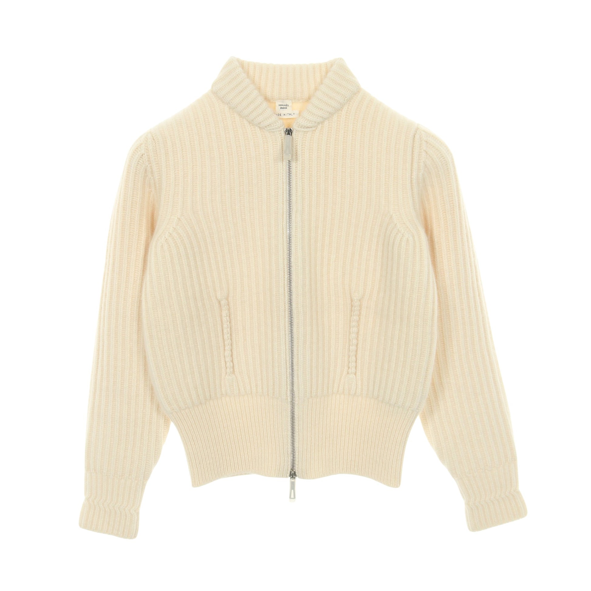 ジップアップ ニット カシミヤ オフホワイト エルメス トップス HERMES