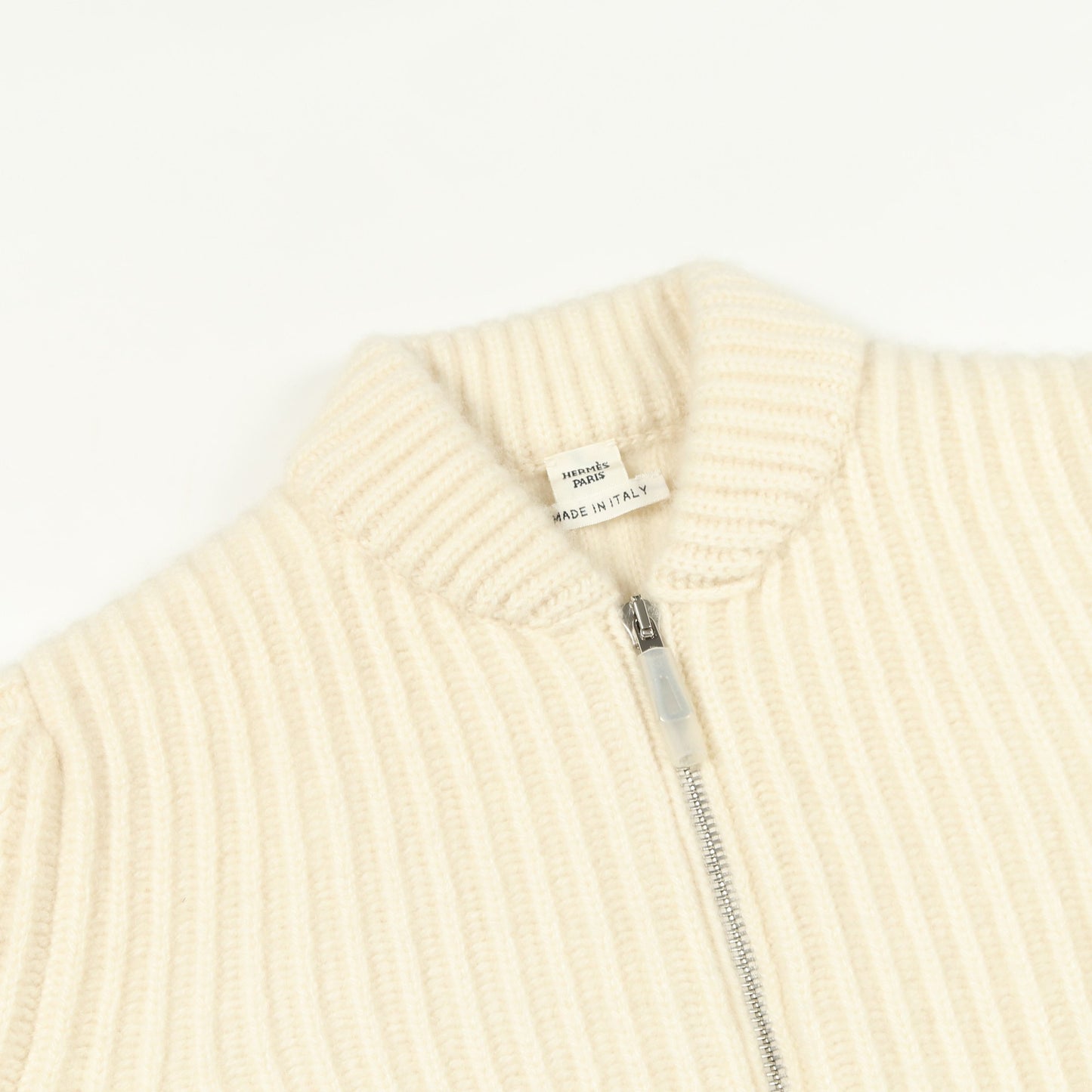 ジップアップ ニット カシミヤ オフホワイト エルメス トップス HERMES