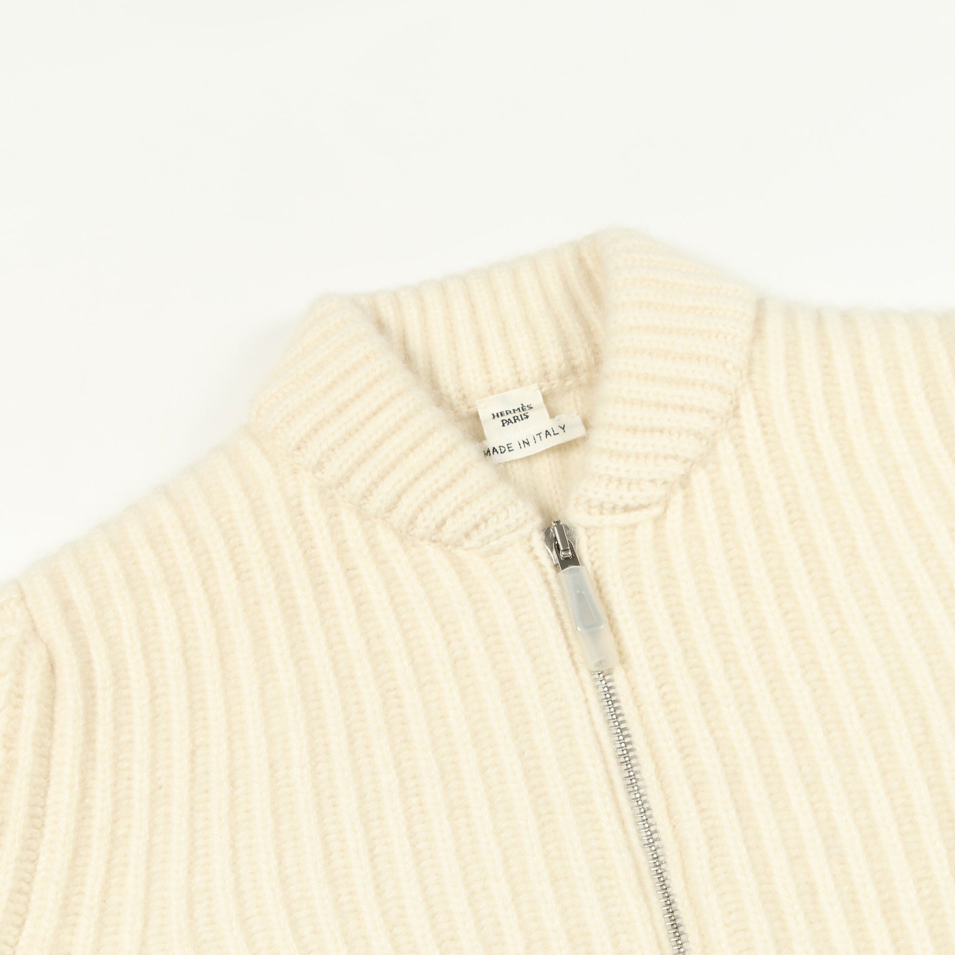 ジップアップ ニット カシミヤ オフホワイト エルメス トップス HERMES