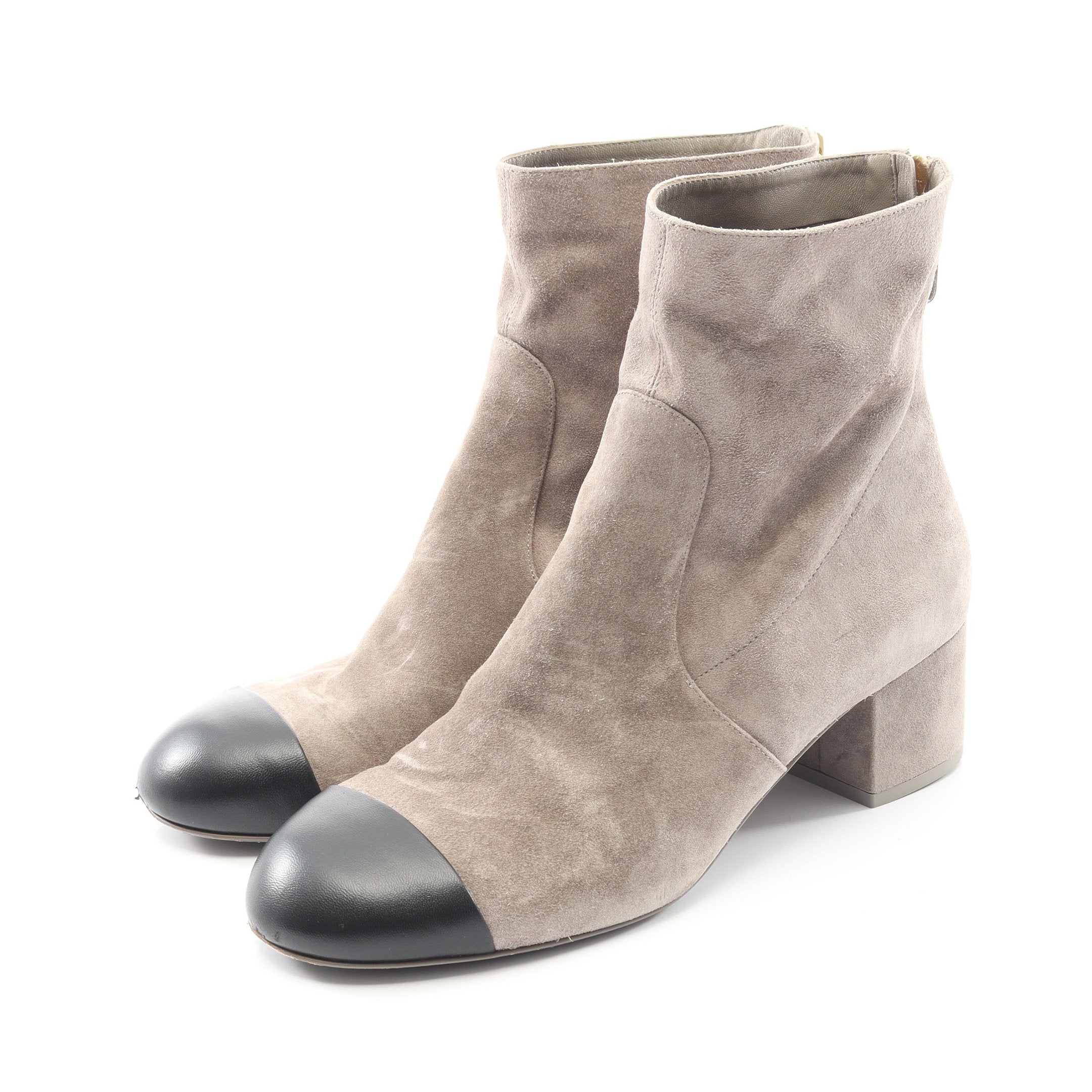 CHANEL グレー スエード ブーツ ココマーク ブーツ スエード レザー グレー ブラック 24AW シャネル