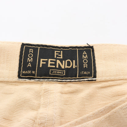 FF柄 パンツ コットン ライトベージュ フェンディ ボトムス FENDI