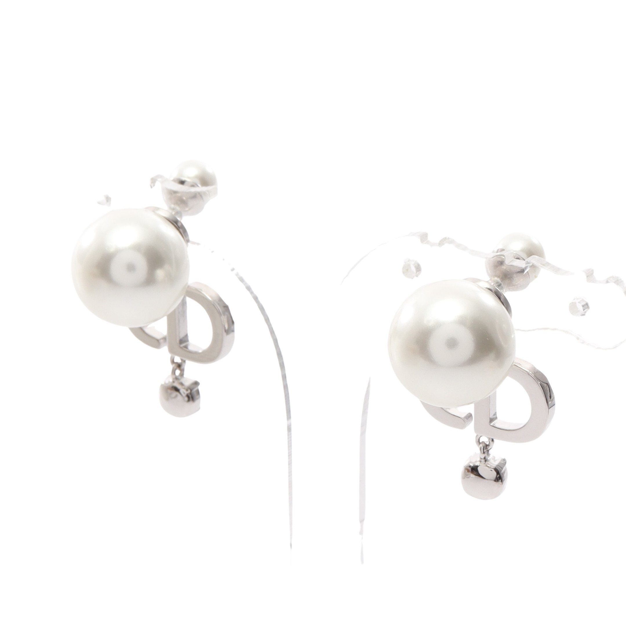 DIOR TRIBALES ピアス フェイクパール ラインストーン シルバー