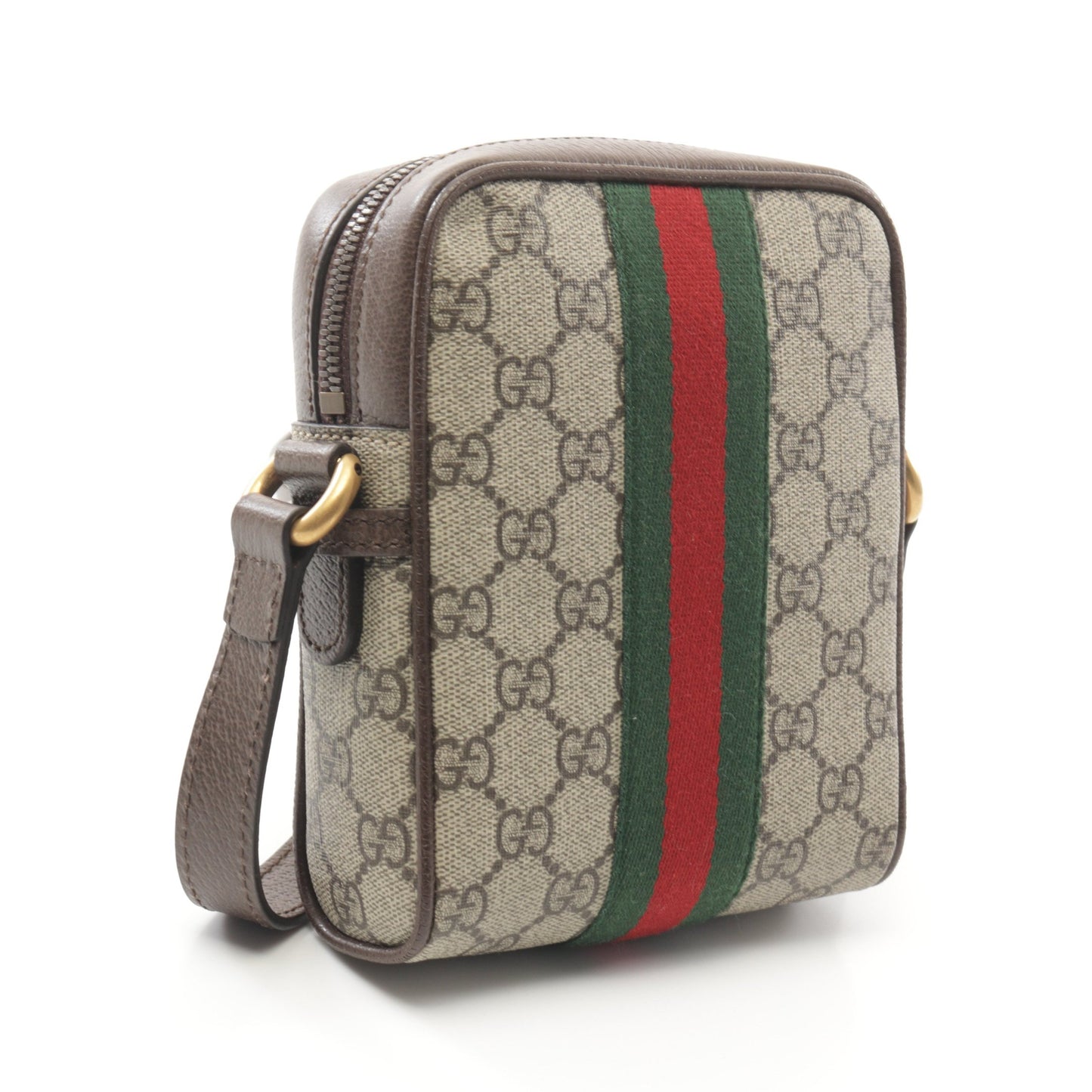 オフィディア GGスプリーム ショルダーバッグ PVC レザー ベージュ ダークブラウン マルチカラー グッチ