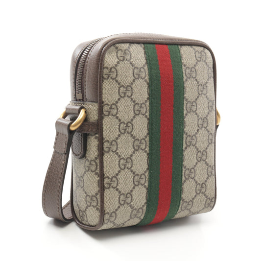 オフィディア GGスプリーム ショルダーバッグ PVC レザー ベージュ ダークブラウン マルチカラー グッチ