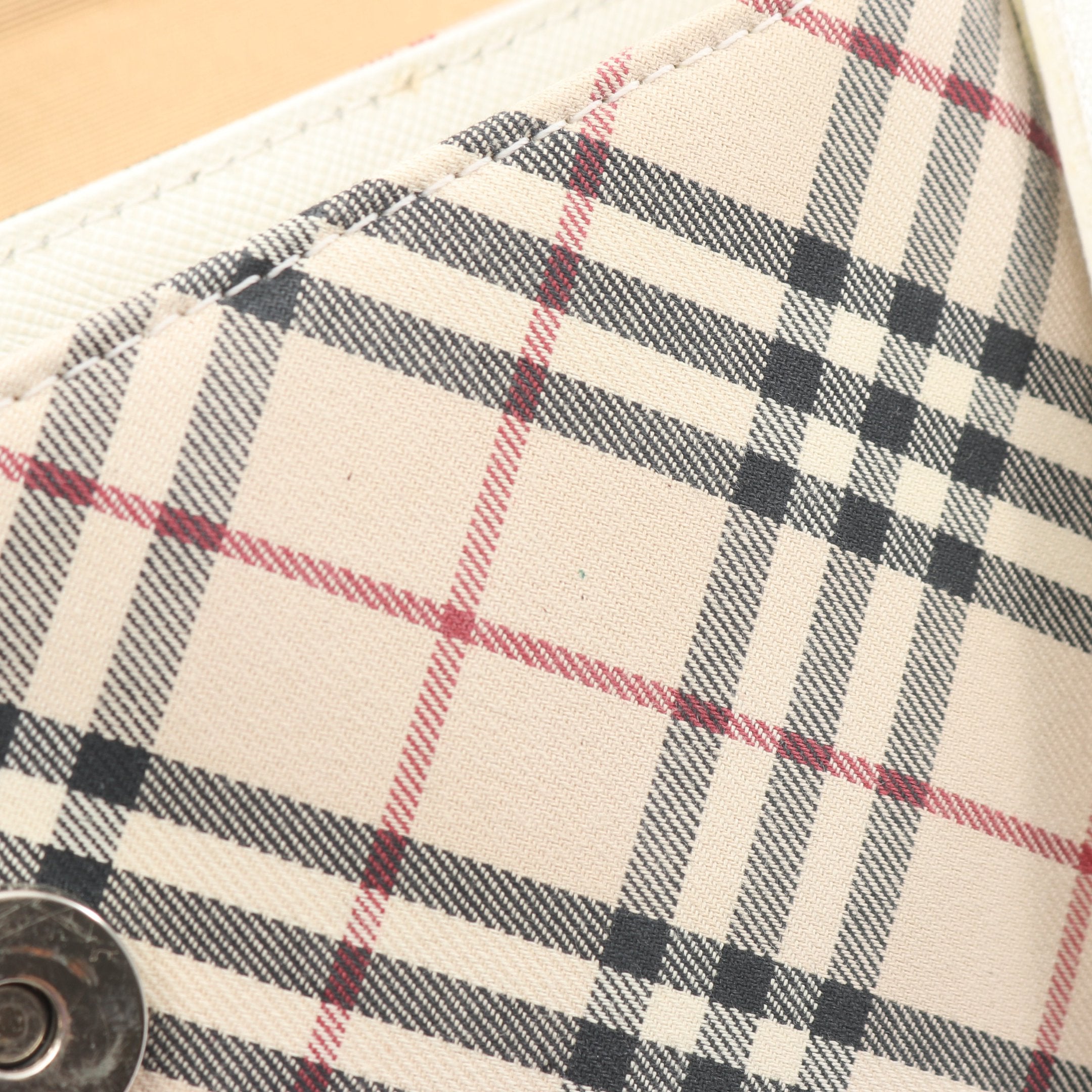 ノバチェック ショルダーバッグ キャンバス レザー オフホワイト