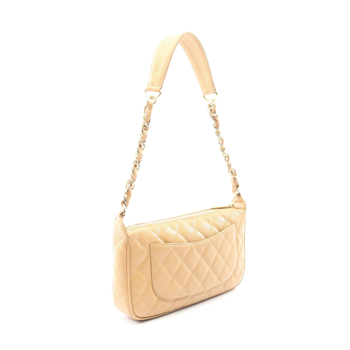 マトラッセ チェーンショルダーバッグ ワンショルダーバッグ キャビアスキン ベージュ ゴールド金具 シャネル バッグ CHANEL