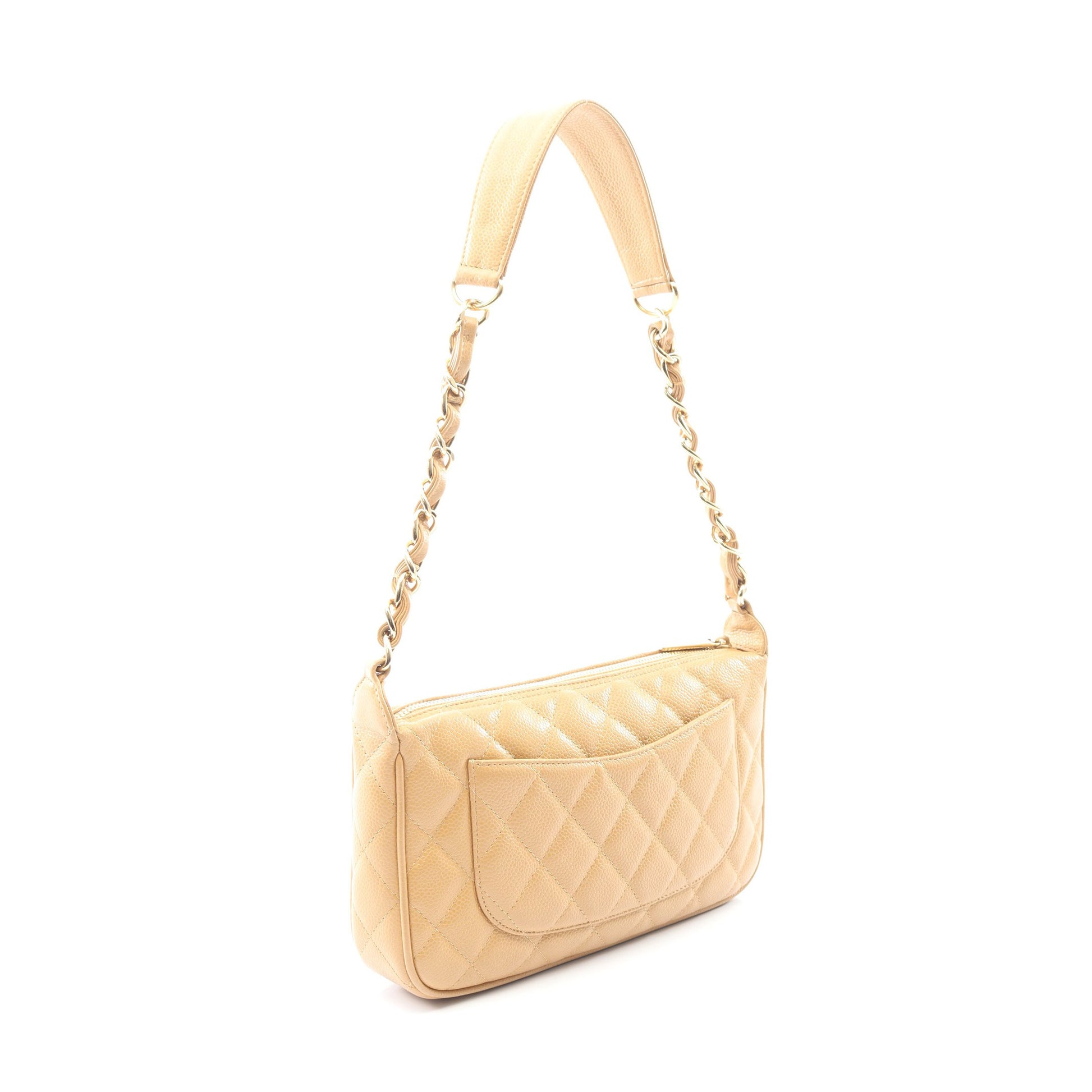 マトラッセ チェーンショルダーバッグ ワンショルダーバッグ キャビアスキン ベージュ ゴールド金具 シャネル バッグ CHANEL