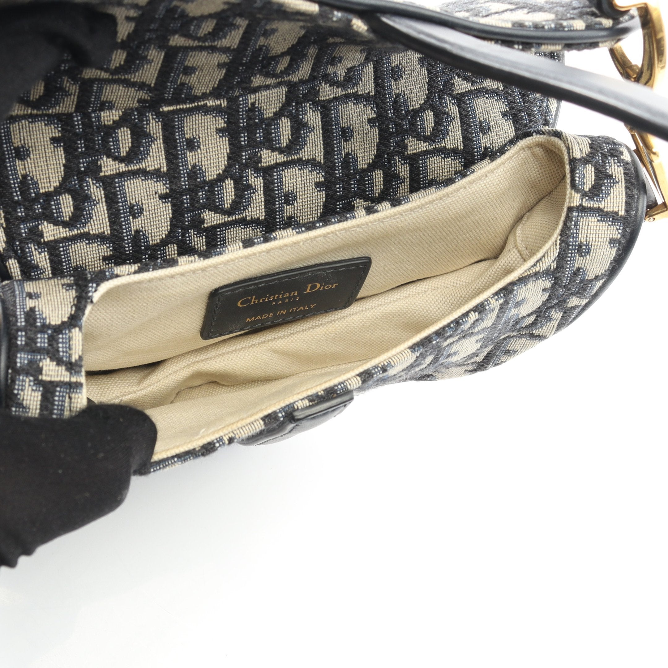 サドルバッグ ミニ オブリークジャカード ハンドバッグ キャンバス