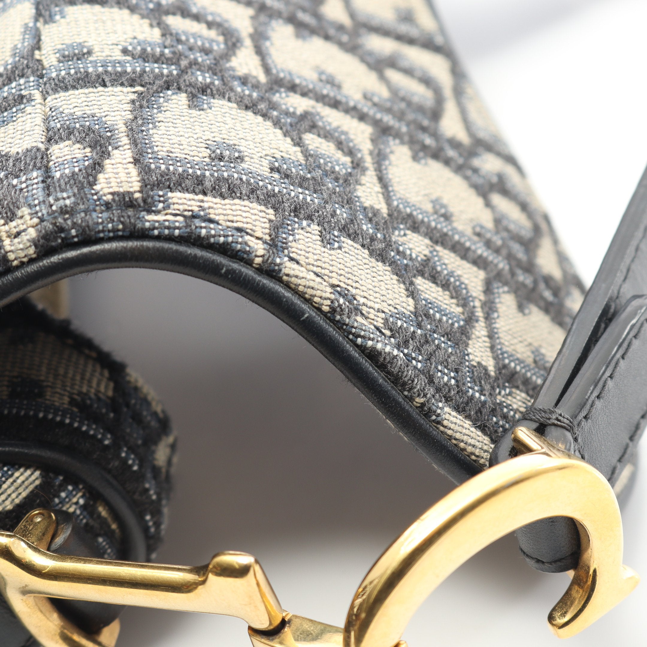 サドルバッグ ミニ オブリークジャカード ハンドバッグ キャンバス