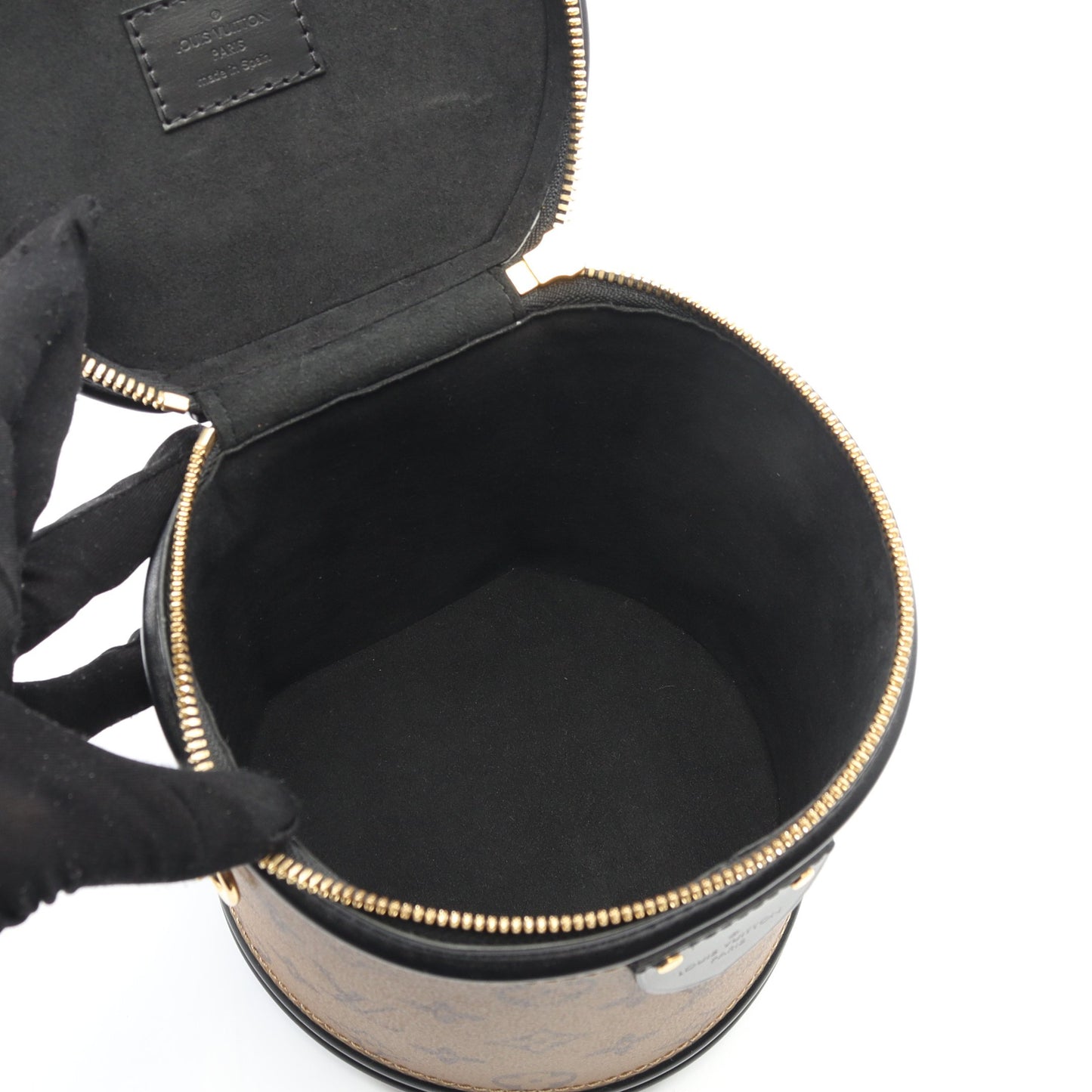 カンヌ モノグラムリバース ハンドバッグ バニティバッグ PVC レザー ブラウン ブラック 2WAY ルイヴィトン バッグ LOUIS VUITTON