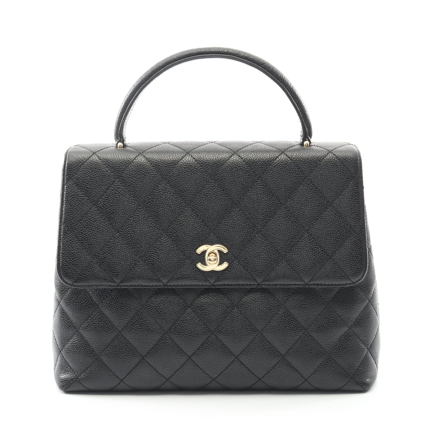 マトラッセ ハンドバッグ キャビアスキン ブラック ゴールド金具 シャネル バッグ CHANEL