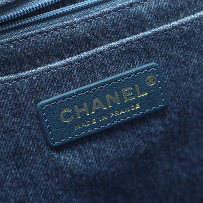 エジプトライン チェーンショルダーバッグ デニム ムートン ブルー ホワイト ゴールド金具 シャネル バッグ CHANEL