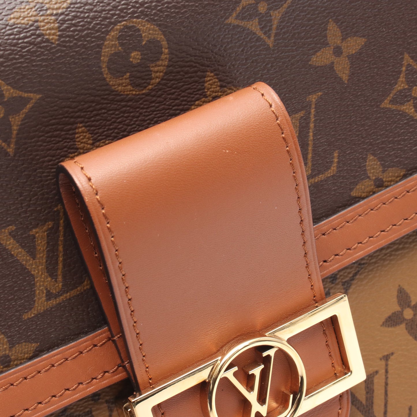 ドーフィーヌMM モノグラムリバース チェーンショルダーバッグ PVC レザー ブラウン ルイヴィトン