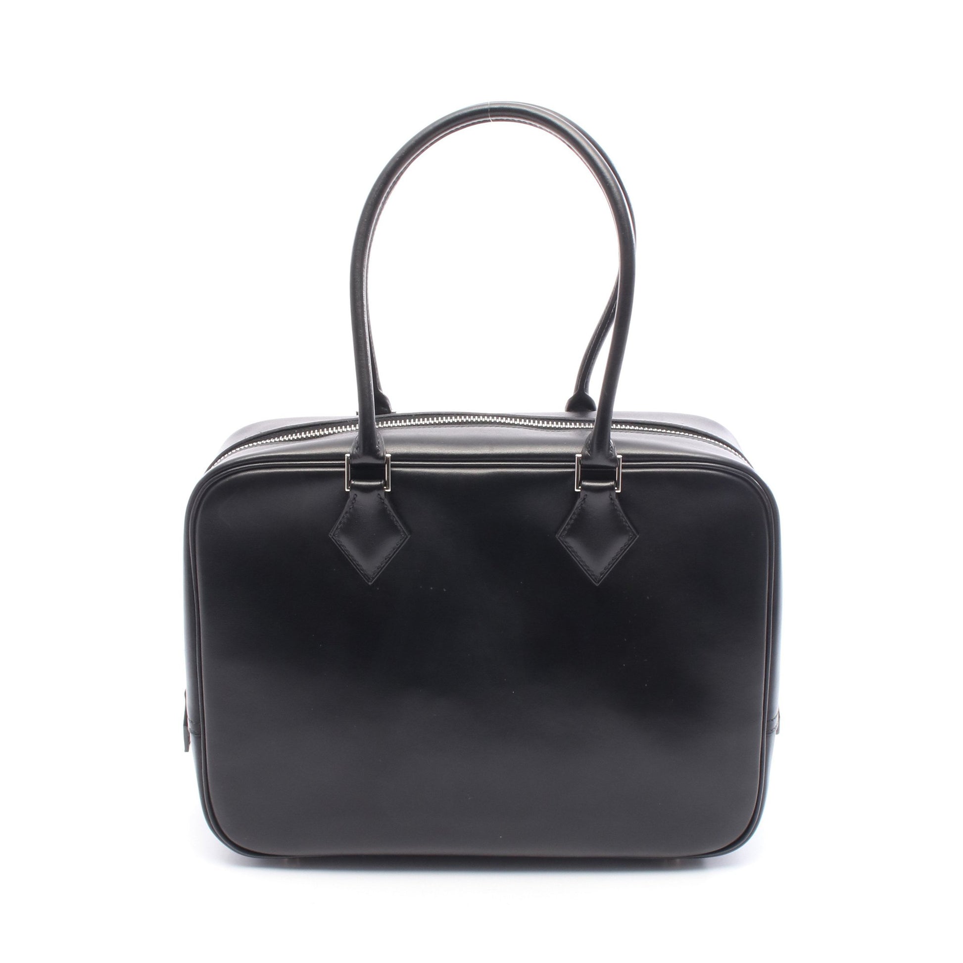 プリュム28 ハンドバッグ ボックスカーフ ブラック シルバー金具 □F刻印 エルメス バッグ HERMES