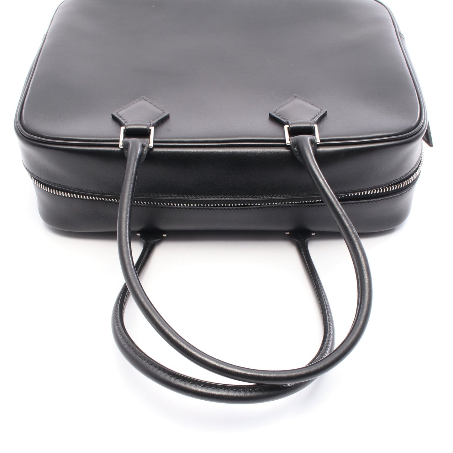 プリュム28 ハンドバッグ ボックスカーフ ブラック シルバー金具 □F刻印 エルメス バッグ HERMES