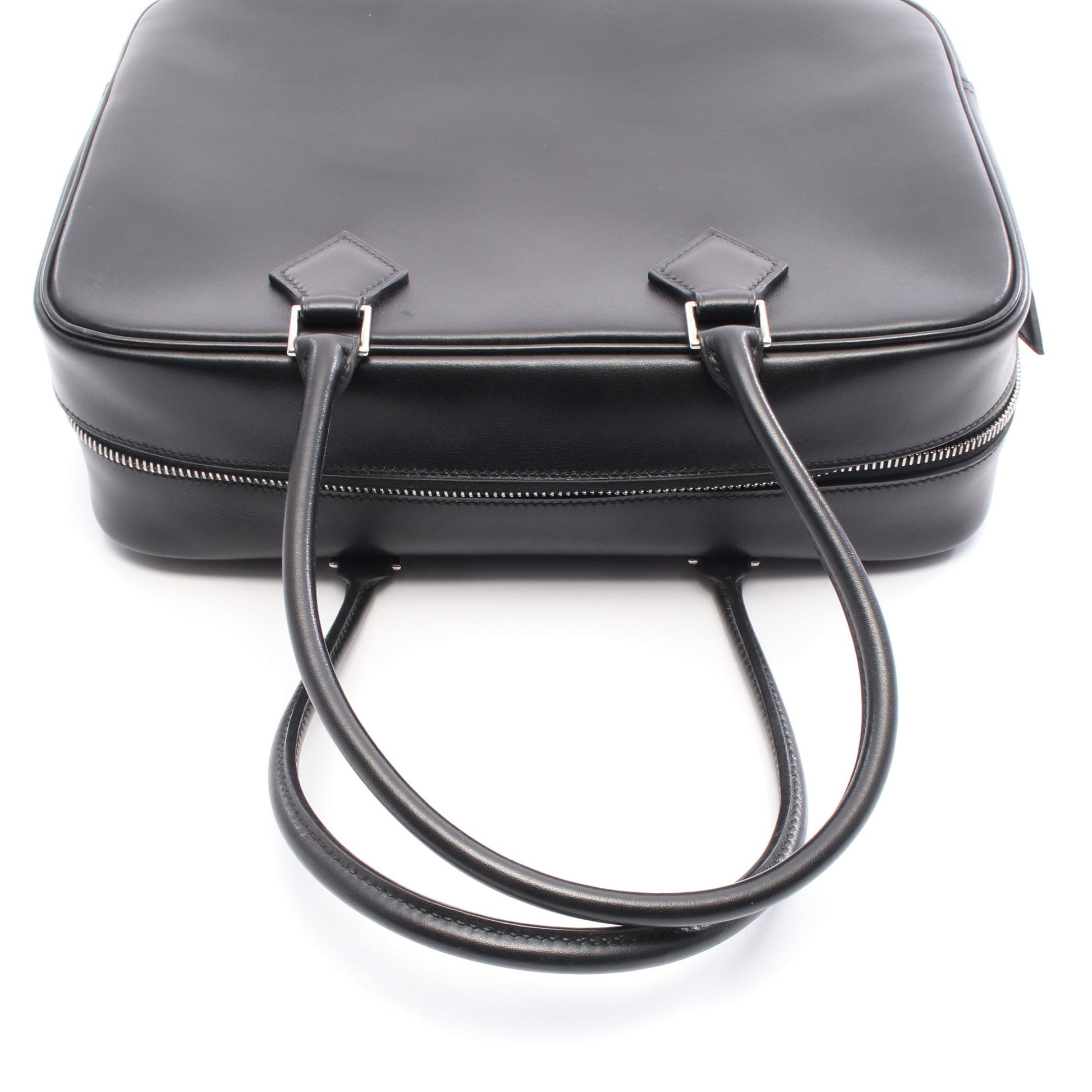 プリュム28 ハンドバッグ ボックスカーフ ブラック シルバー金具 □F刻印 エルメス バッグ HERMES