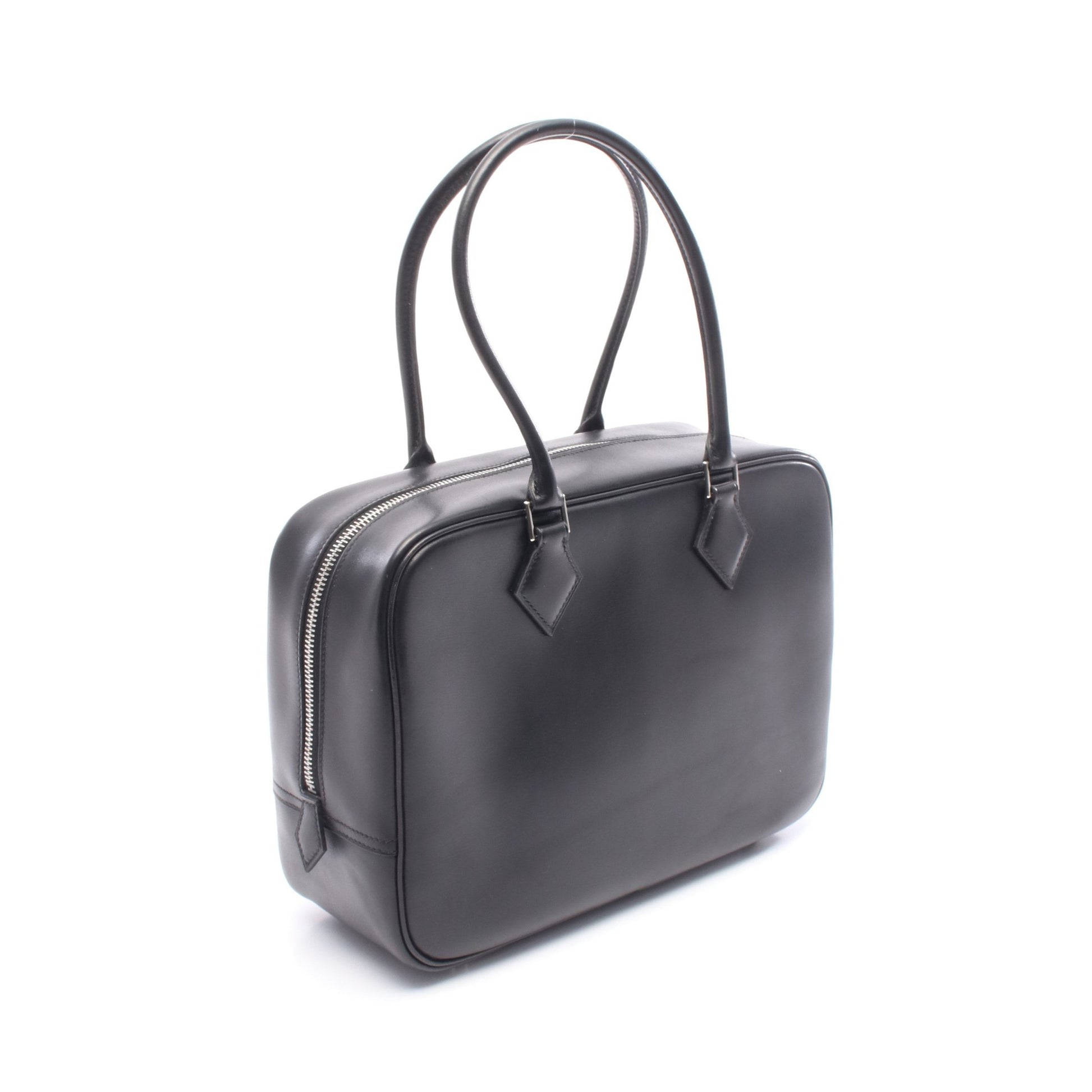 プリュム28 ハンドバッグ ボックスカーフ ブラック シルバー金具 □F刻印 エルメス バッグ HERMES