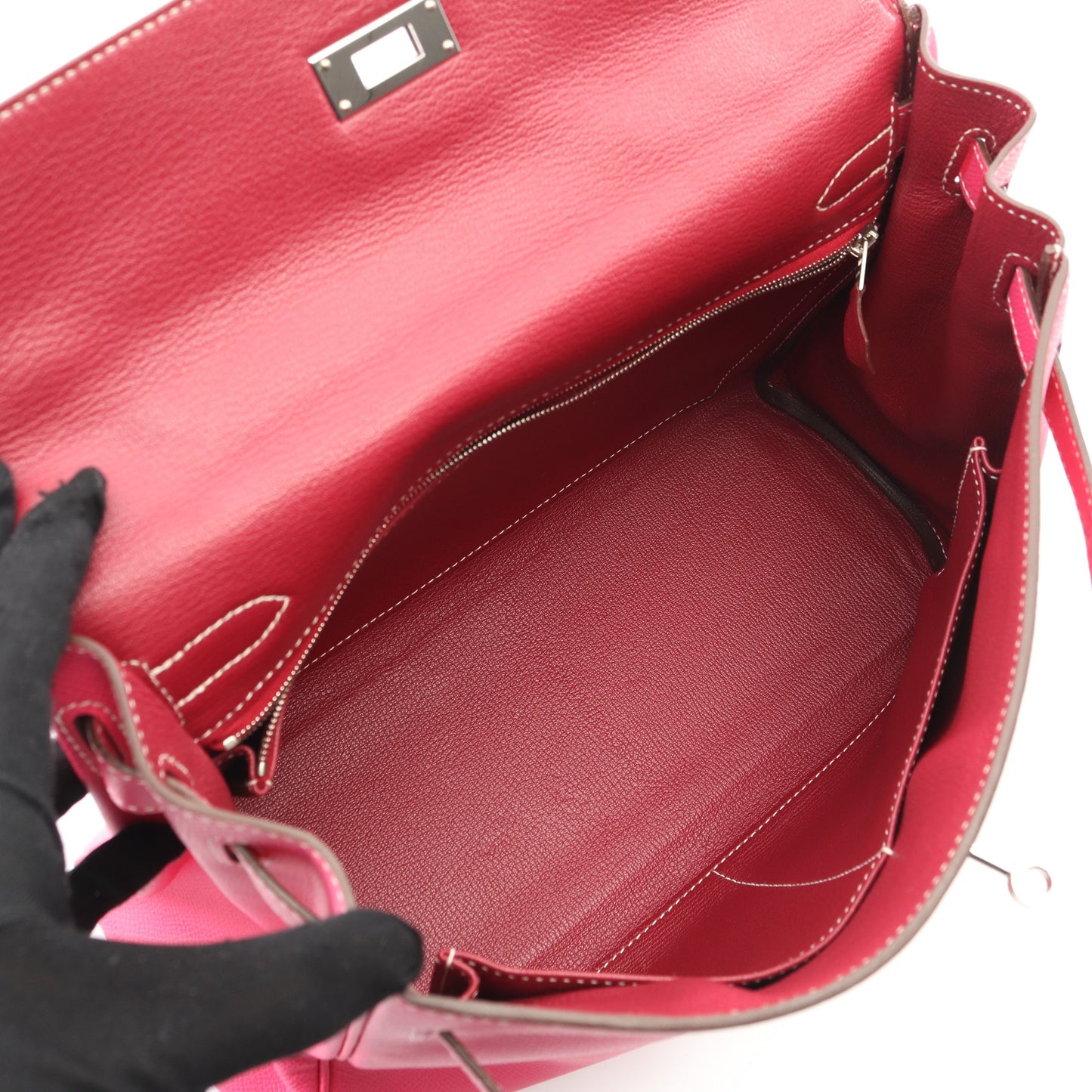 キャンディケリー32 ローズティリアン トスカ ハンドバッグ ヴォーエプソン ピンク シルバー金具 内縫い □O刻印 エルメス