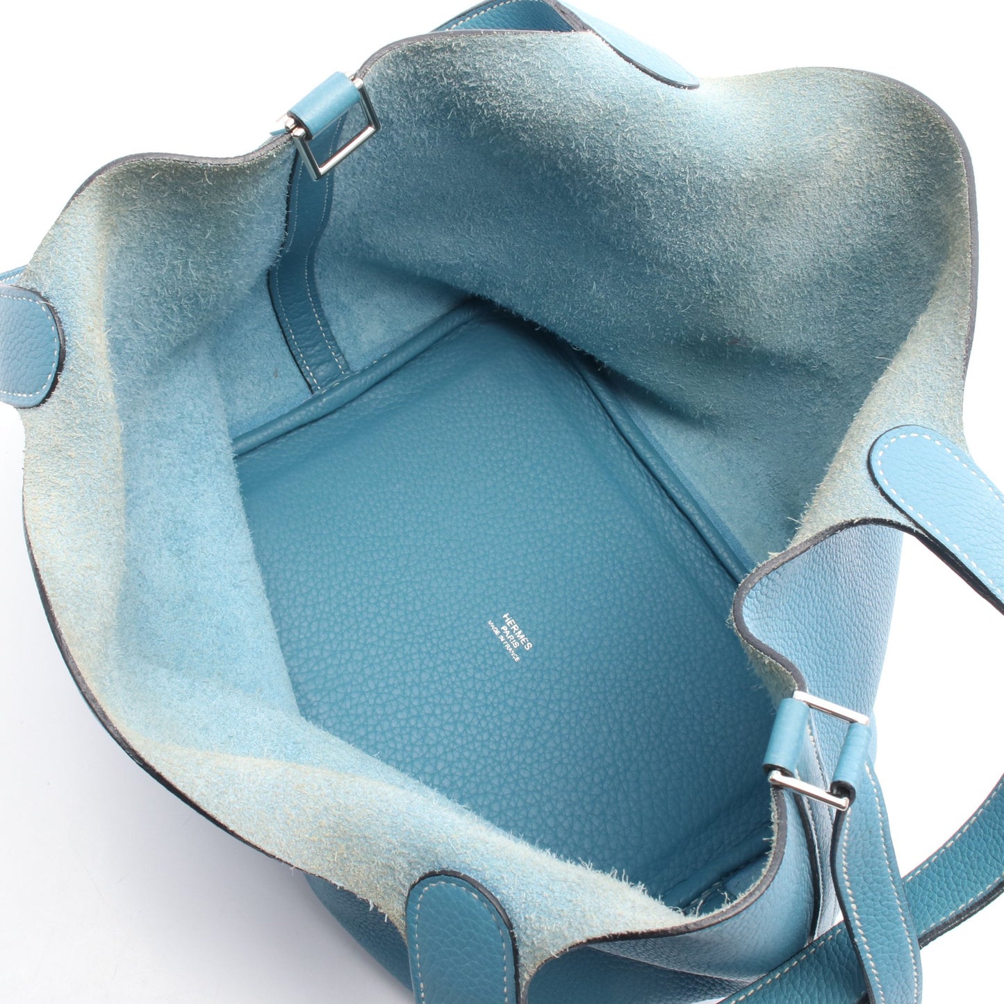 ピコタンMM ブルージーン ハンドバッグ トリヨンクレマンス ブルー シルバー金具 □K刻印 エルメス