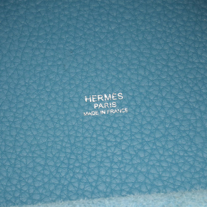 ピコタンMM ブルージーン ハンドバッグ トリヨンクレマンス ブルー シルバー金具 □K刻印 エルメス