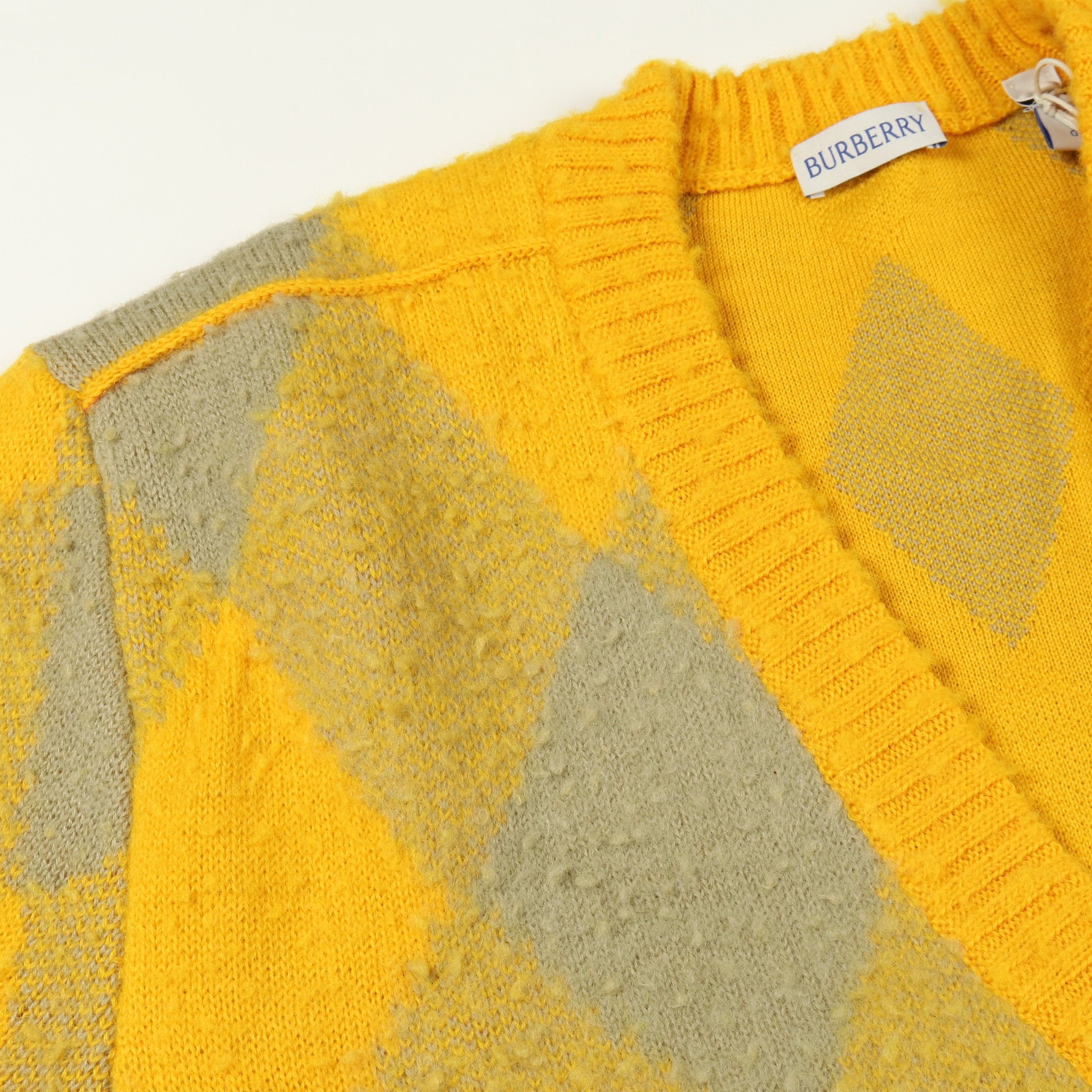 カーディガン アーガイル ウール イエロー グレー バーバリー – RECLO