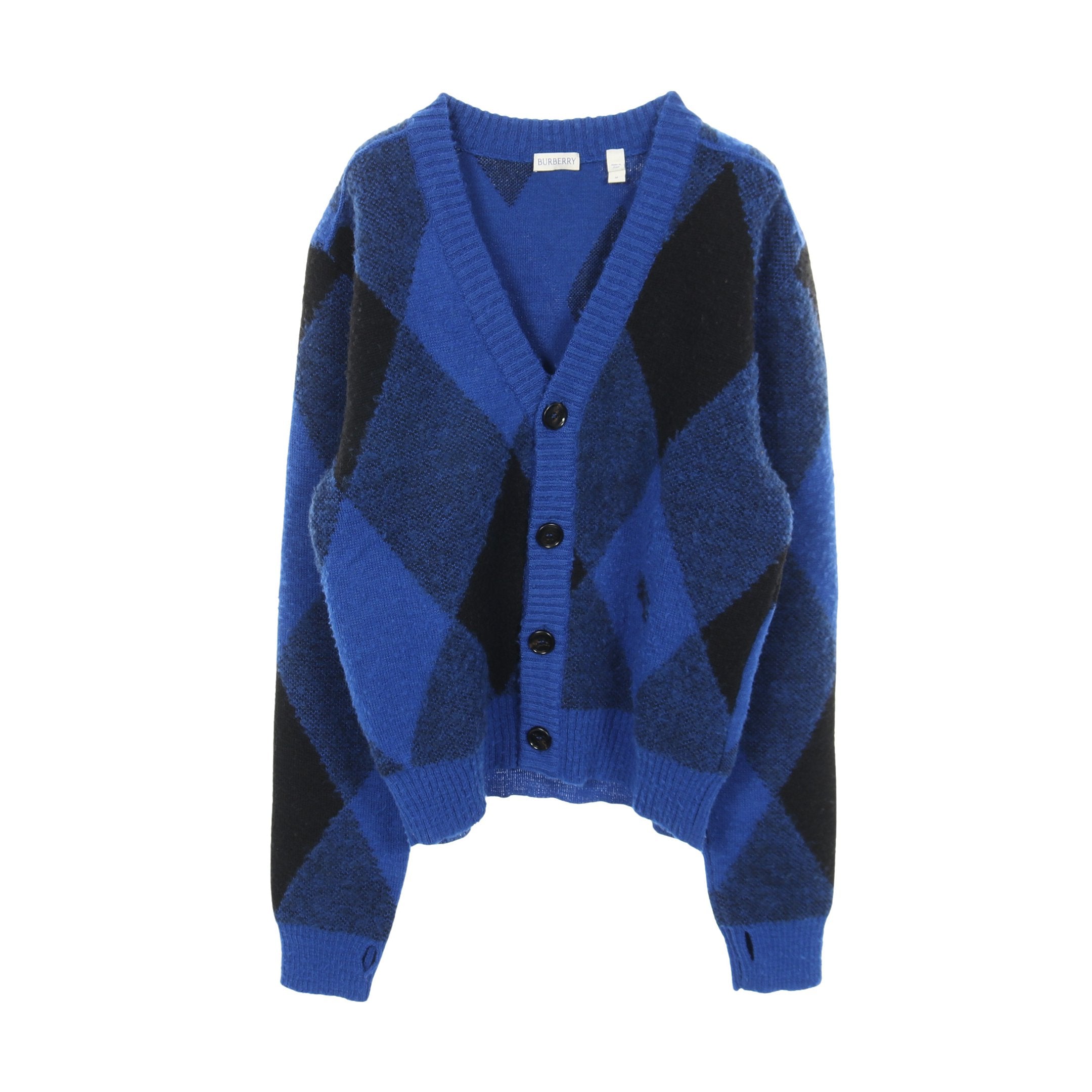 バーバリー ブルーレーベル ウール混 ノバチェック カーディガン Argyle Check カーディガン ウール ブルー ブラック バーバリー – RECLO