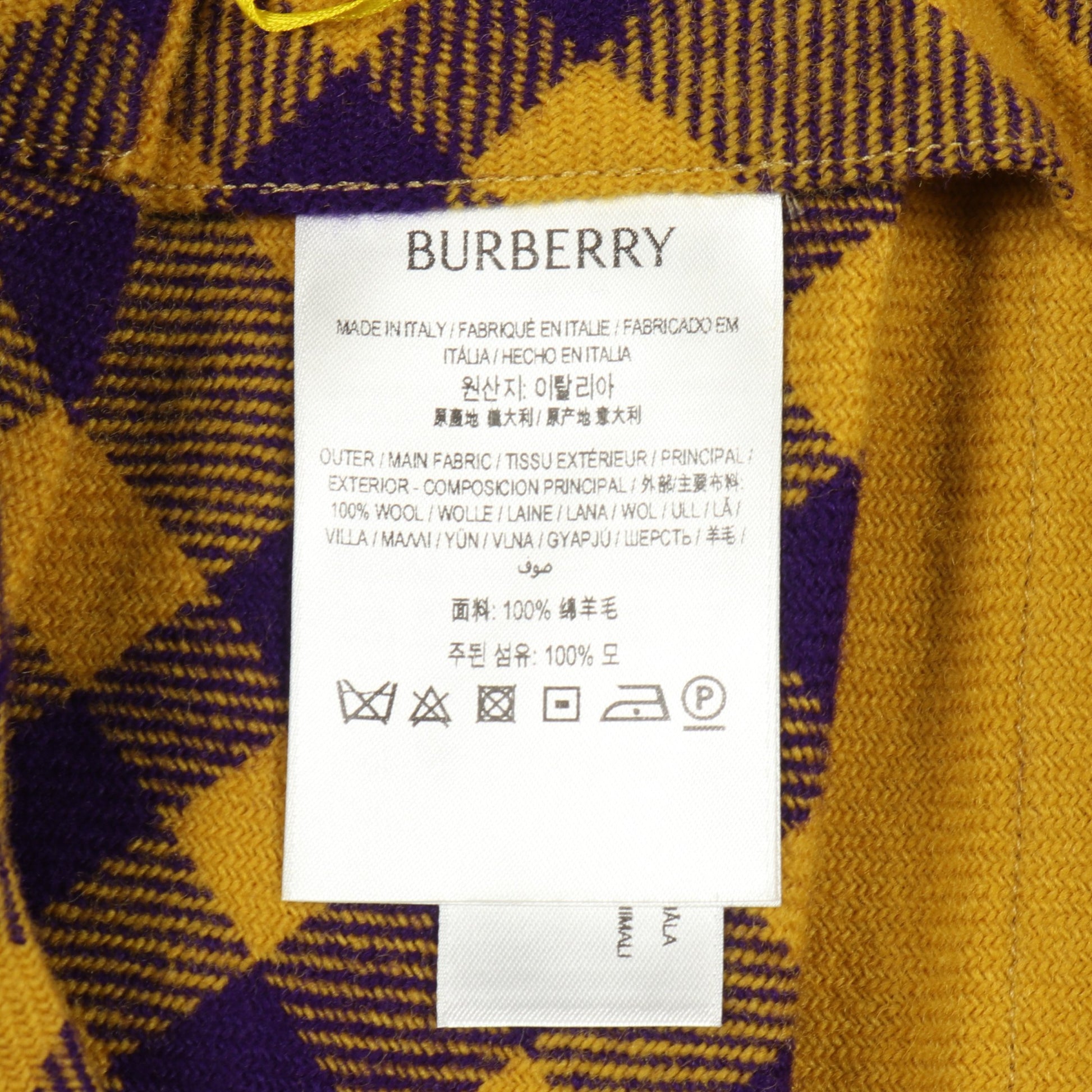 プリーツ ラップスカート チェック ウール イエロー パープル フリンジ バーバリー ボトムス BURBERRY