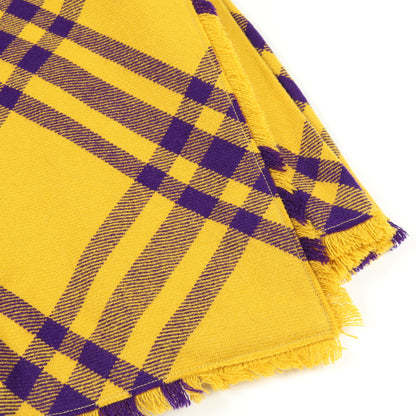 プリーツ ラップスカート チェック ウール イエロー パープル フリンジ  