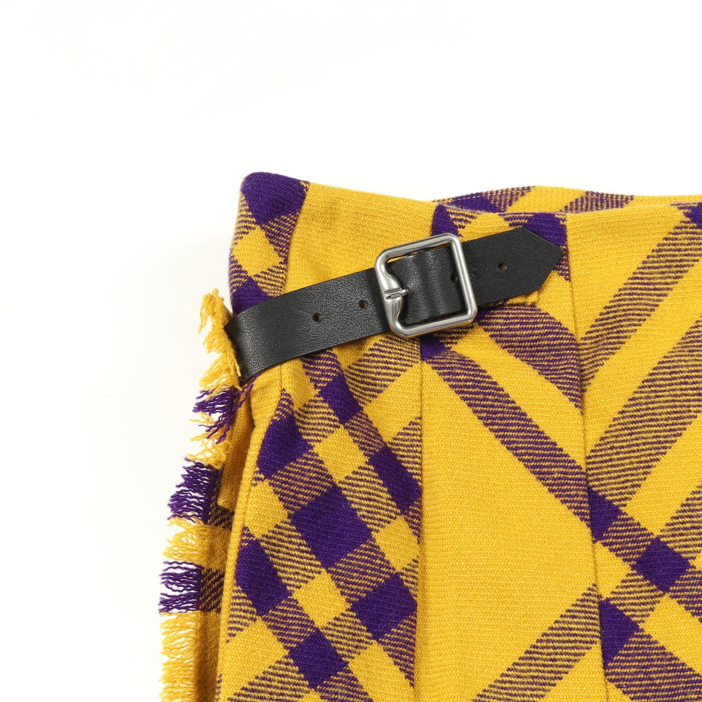 プリーツ ラップスカート チェック ウール イエロー パープル フリンジ バーバリー ボトムス BURBERRY