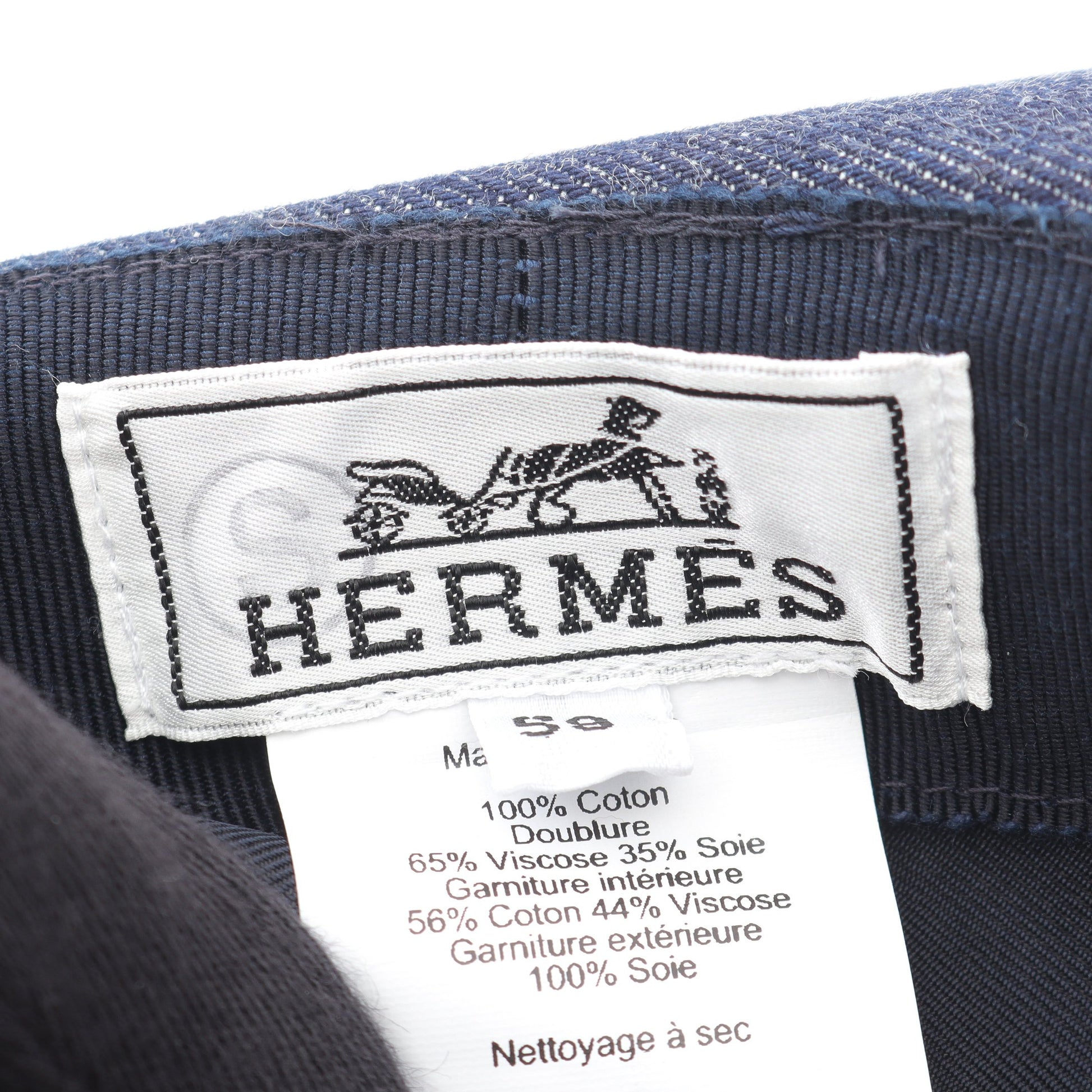 Heloise Silky ハット 帽子 コットン インディゴブルー ブラック エルメス 財布・小物 HERMES