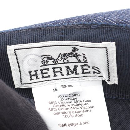 Heloise Silky ハット 帽子 コットン インディゴブルー ブラック エルメス 財布・小物 HERMES