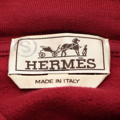 プルオーバーパーカー コットン ボルドー グレー レザーパッチ 裏起毛 エルメス トップス HERMES