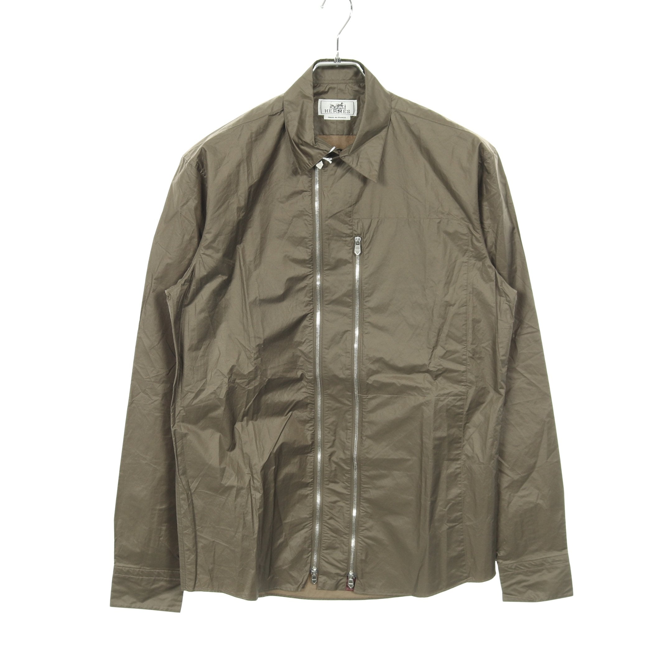 ナイロンジャケット シャツ ブルゾン コットン ナイロン カーキ