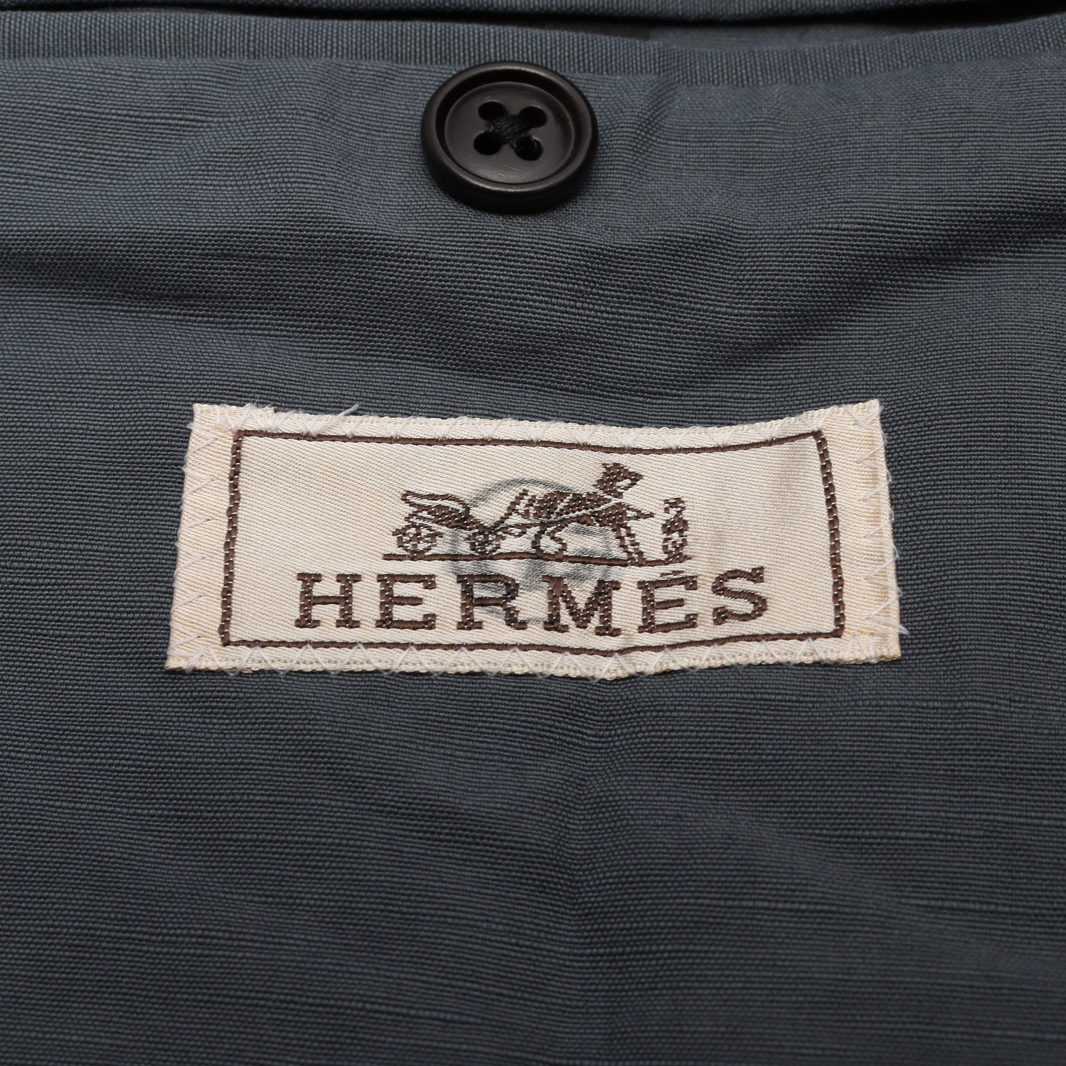 HERMES グレー 綿　テーラードジャケット テーラードジャケット リネン コットン ブルーグレー エルメス – RECLO