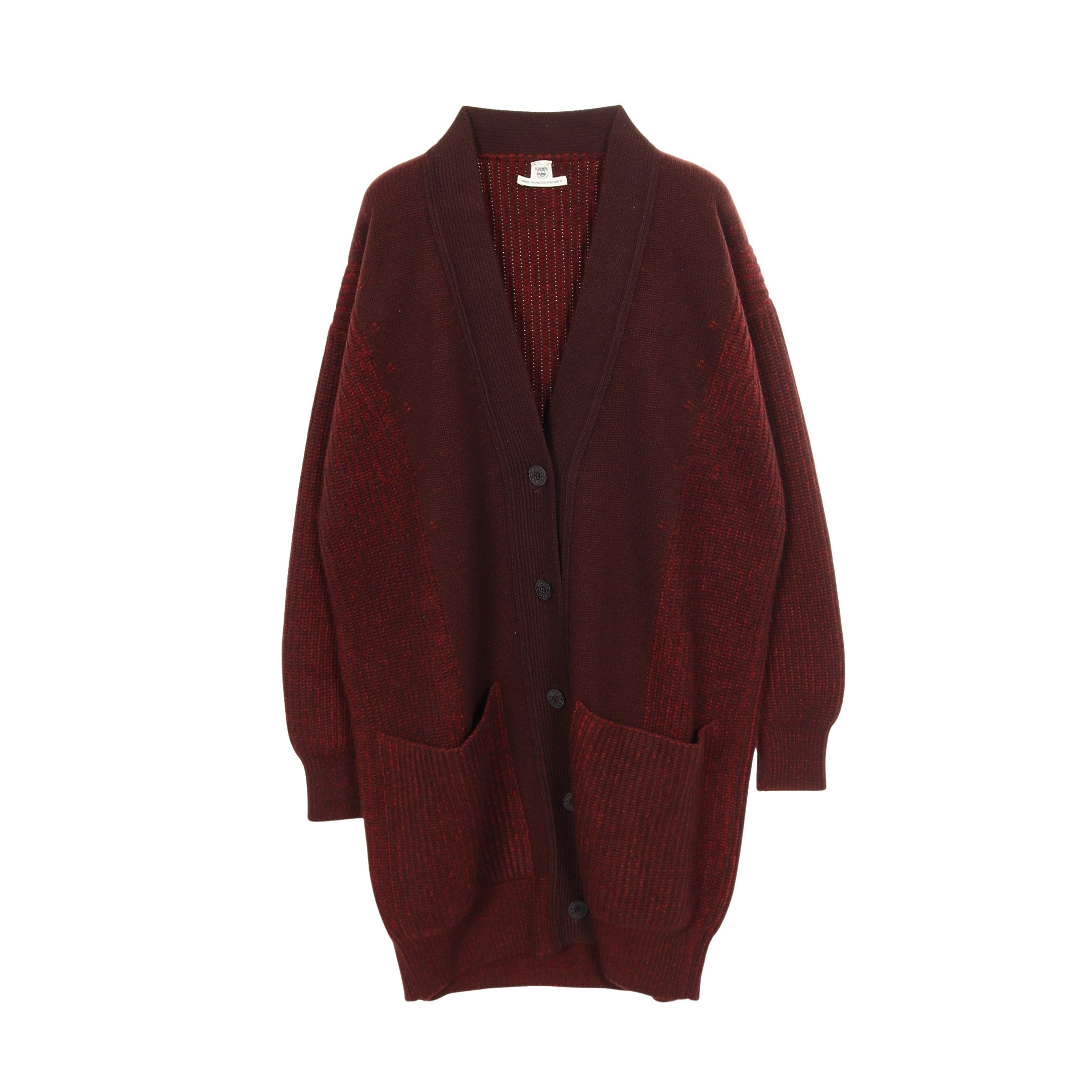 オーバーサイズ ロング カーディガン カシミヤ ボルドー エルメス – RECLO