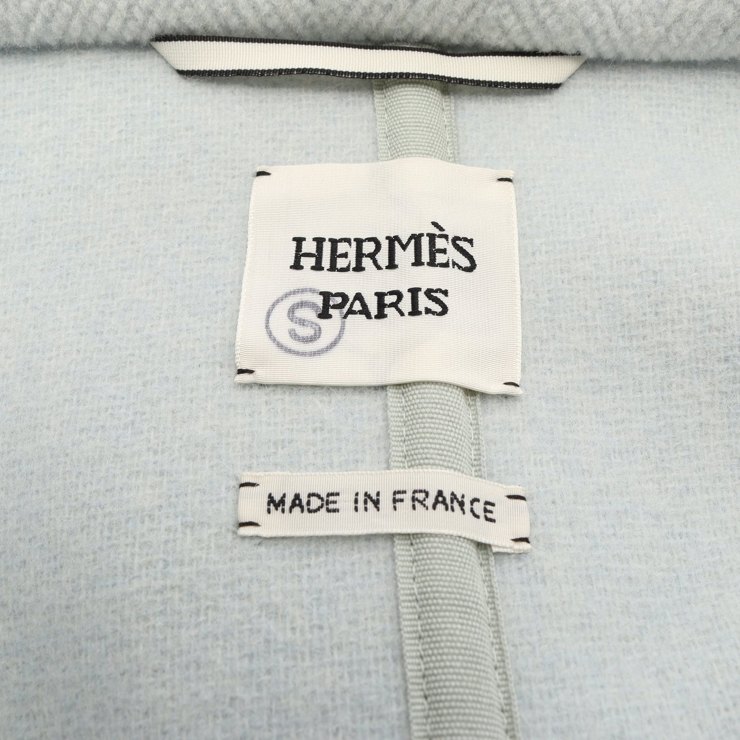 コート ヘリンボーン ウール ライトブルー エルメス アウター HERMES