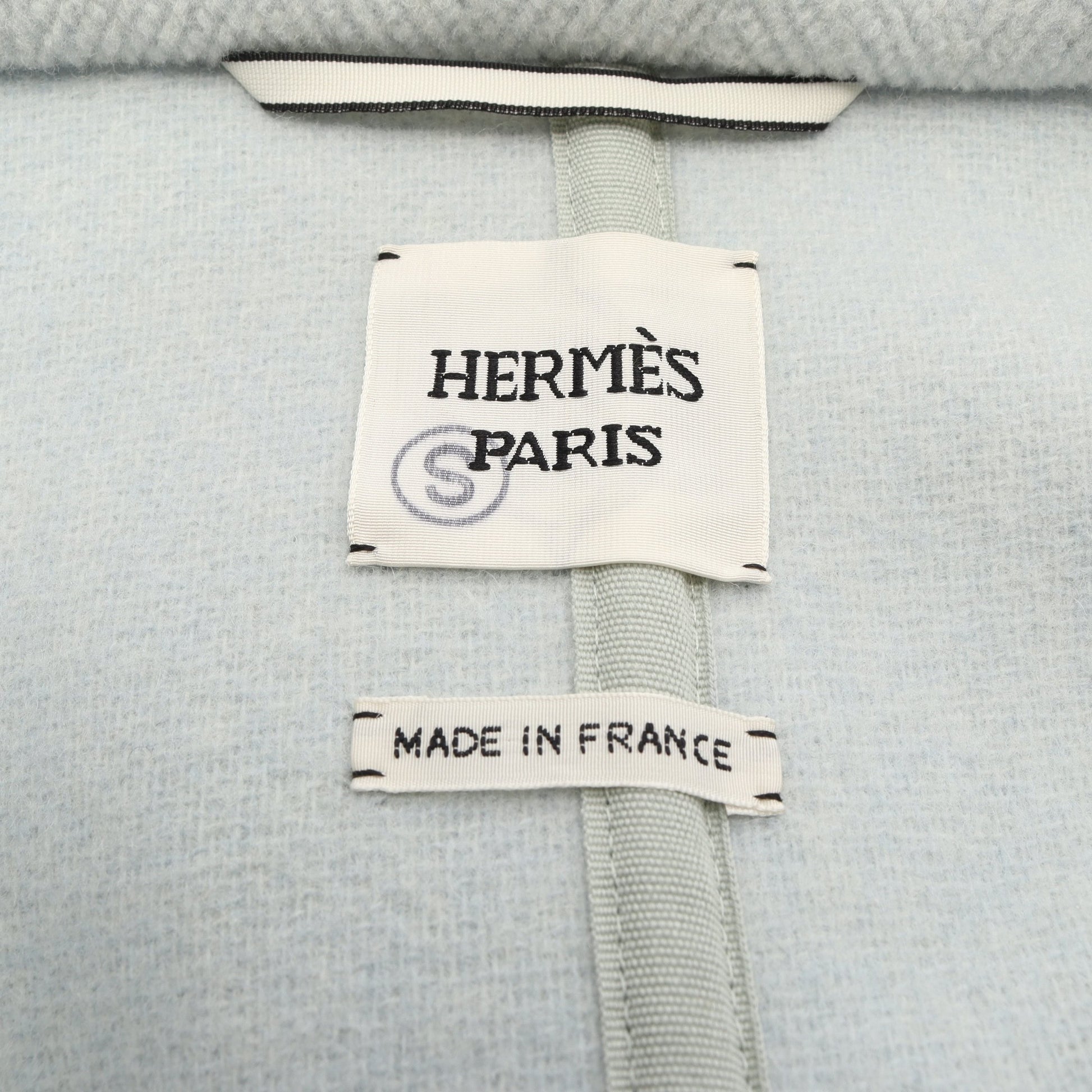 コート ヘリンボーン ウール ライトブルー エルメス アウター HERMES