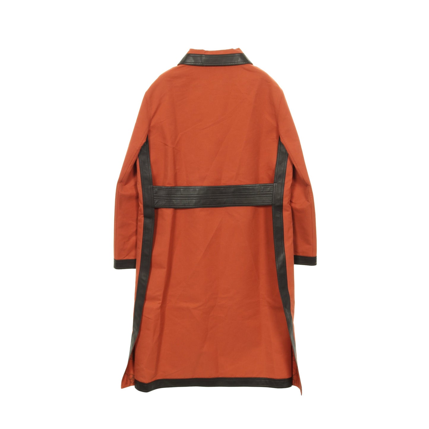 ステンカラーコート コットン ラムスキン オレンジ ダークブラウン エルメス アウター HERMES