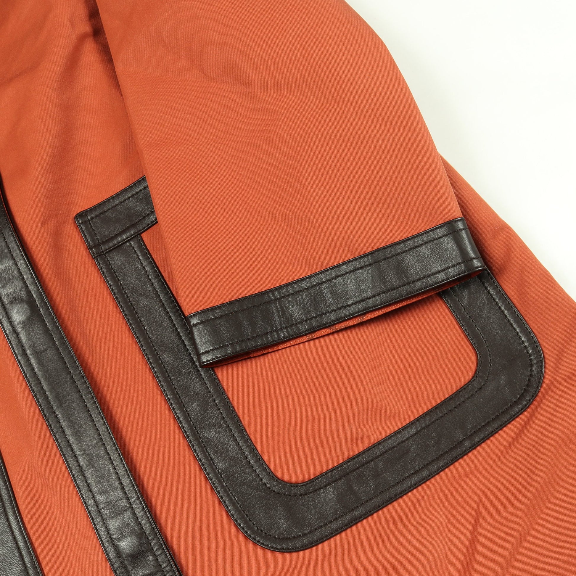 ステンカラーコート コットン ラムスキン オレンジ ダークブラウン エルメス アウター HERMES