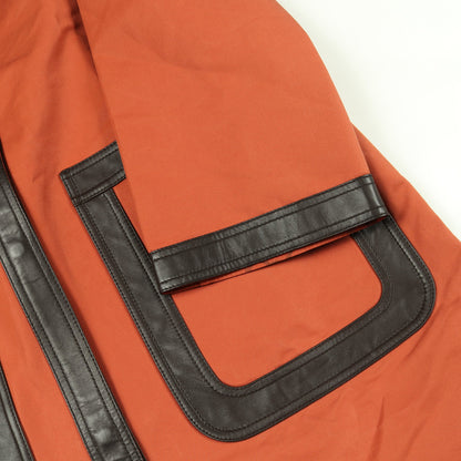 ステンカラーコート コットン ラムスキン オレンジ ダークブラウン エルメス アウター HERMES